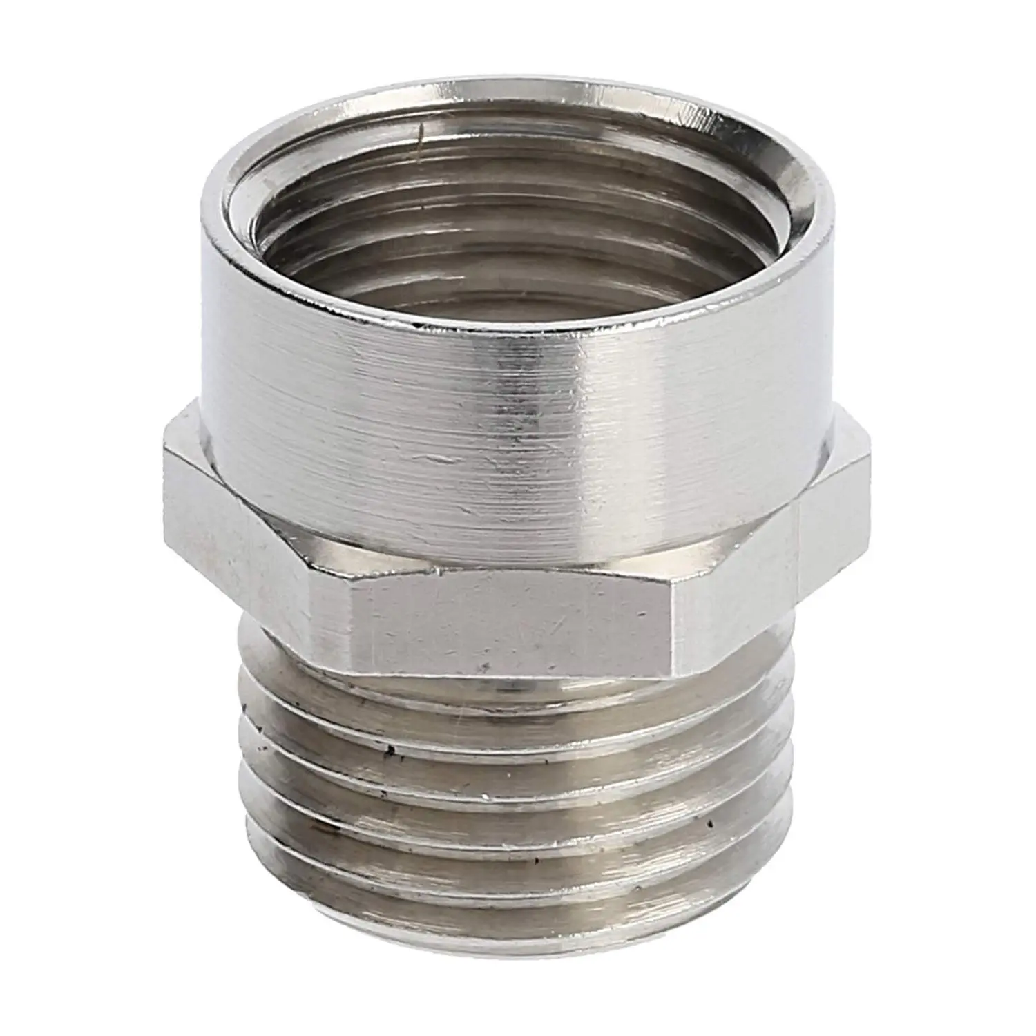 Zwischenstutzen M/M M16x1,5 MSZ-M16 lang Sechskant Messing (CuZn) vernickelt Anschlussgewinde 10,0mm