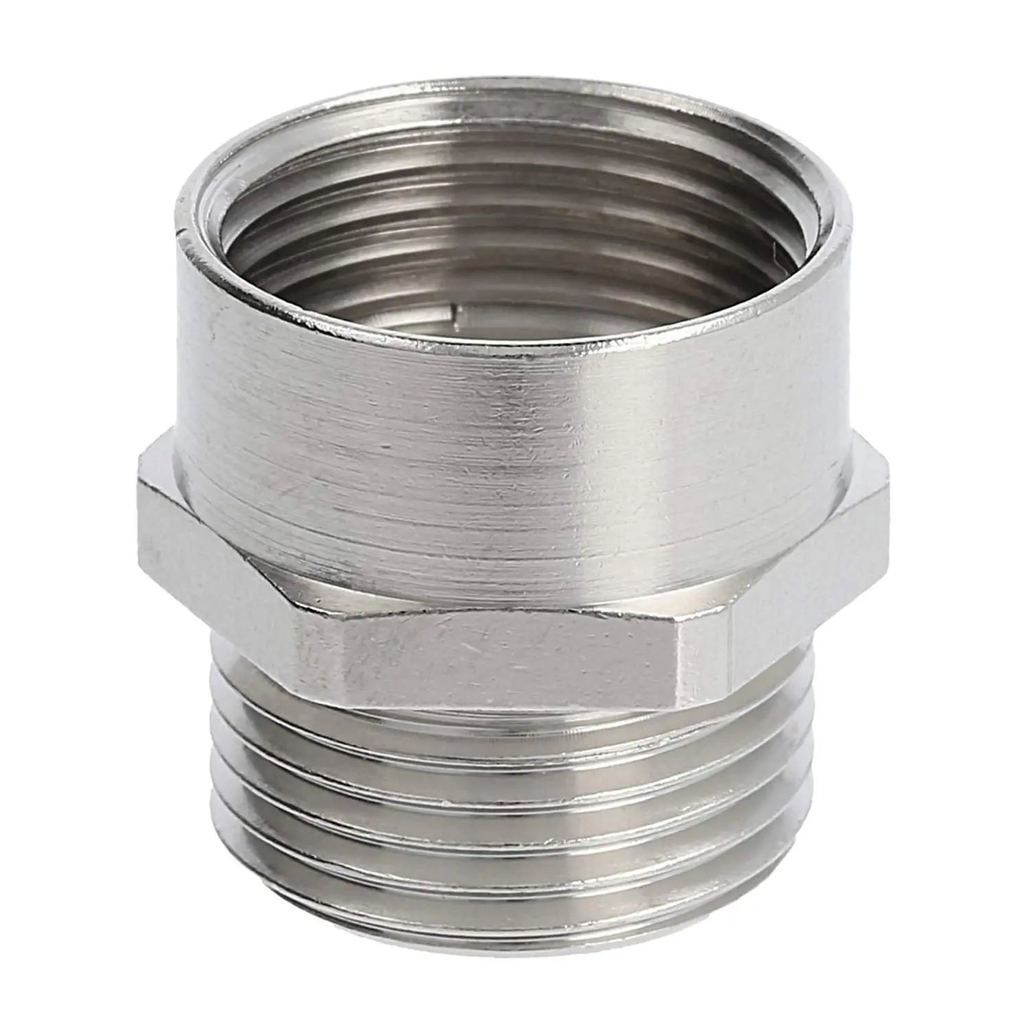 Produktfoto 1 von Zwischenstutzen M/M M20x1,5 MSZ-M20 lang Sechskant Messing (CuZn) vernickelt Anschlussgewinde 10,0mm