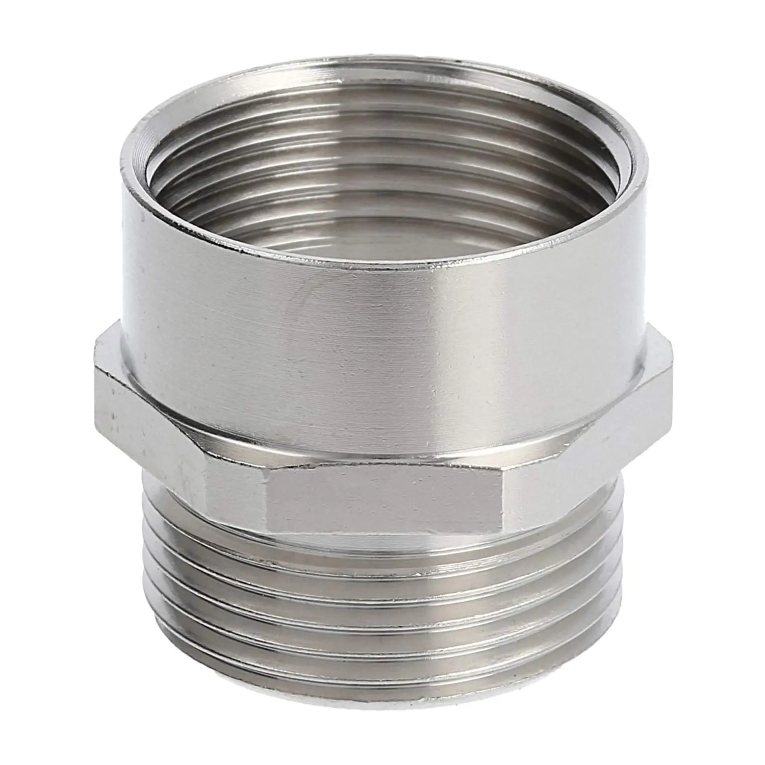 Produktfoto 1 von Zwischenstutzen M/M M25x1,5 MSZ-M25 lang Sechskant Messing (CuZn) vernickelt Anschlussgewinde 11,0mm