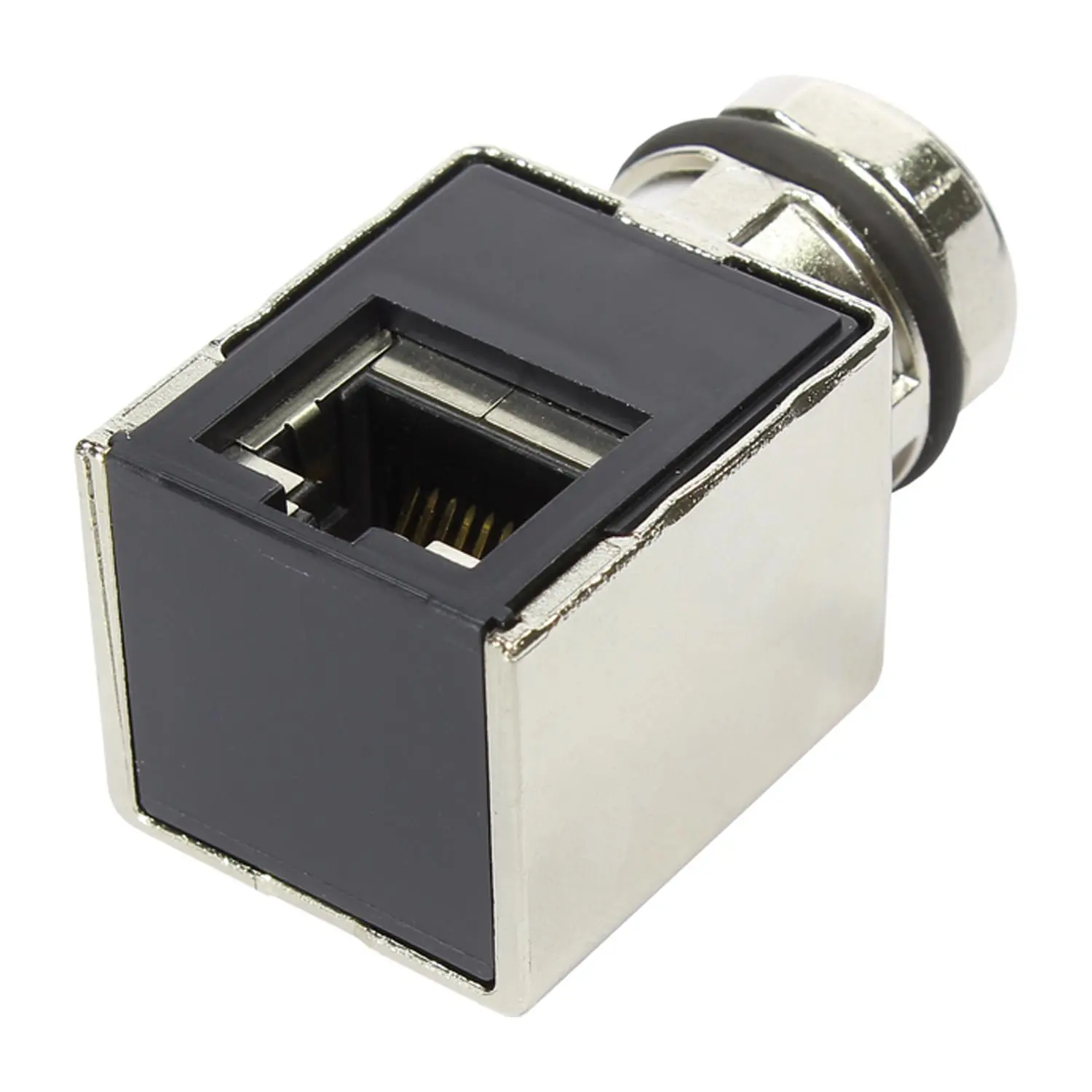 Produktfoto 1 von 21033814401 HARTING Profinet M12 Wanddurchführung D-codiert/RJ45 geschirmt IP65/IP67 gewinkelt Cat.5a