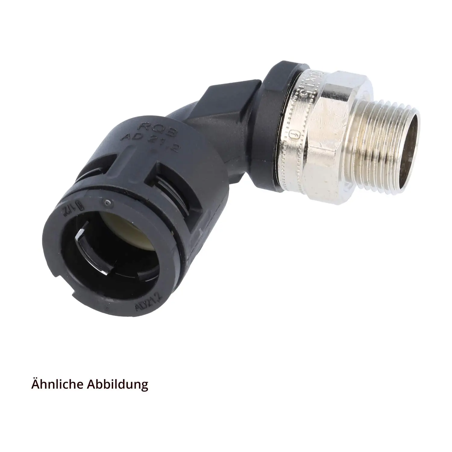 Produktfoto 1 von 15020019214 FLEXA RQBK90DR-N Schnellverschraubung 90 Grad Bogen Gewinde 3/4 Zoll für Schlauch-Außendurchmesser 28,5mm hochdichtend mit drehbarem Messing-Außengewinde