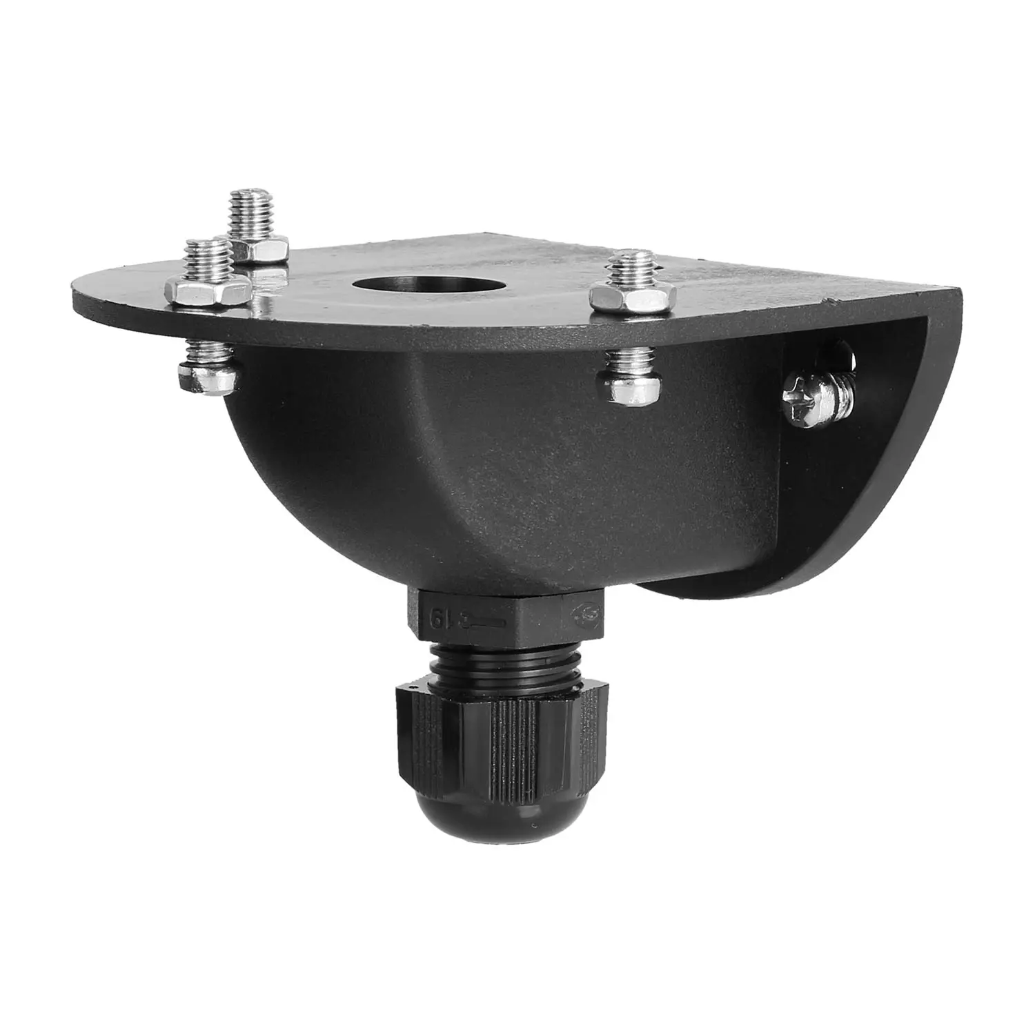 Produktfoto 1 von 127236 STEX24 Wandsockel für Signalsäule schwarz, 50/70mm mit Kabelverschraubung, SH/231 106 Klemmbereich 4,0mm - 8,0mm