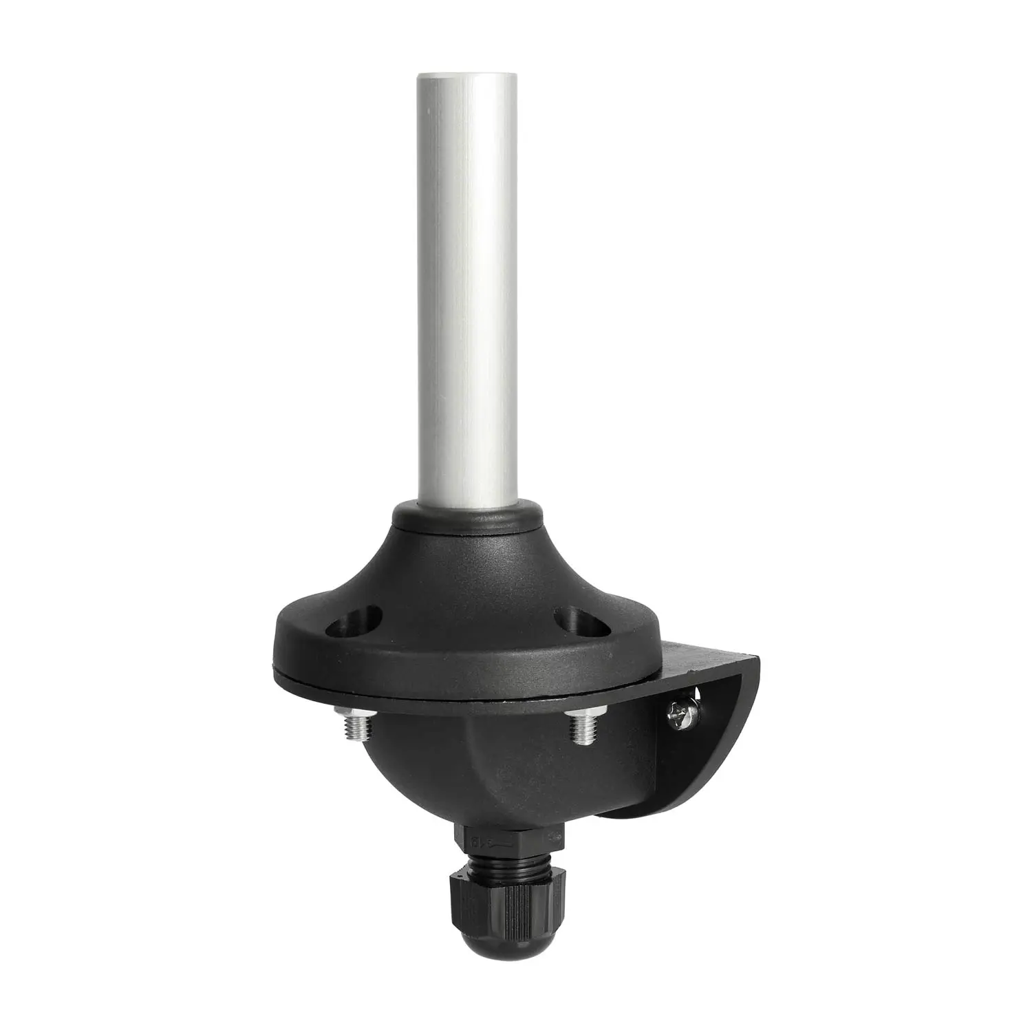 Produktfoto 1 von 127237 STEX24 Wandsockel mit Halter 110,0mm für Signalsäule schwarz / silber, 50/70mm mit Kabelverschraubung, SH100/231 107 Klemmbereich 4,0mm - 8,0mm