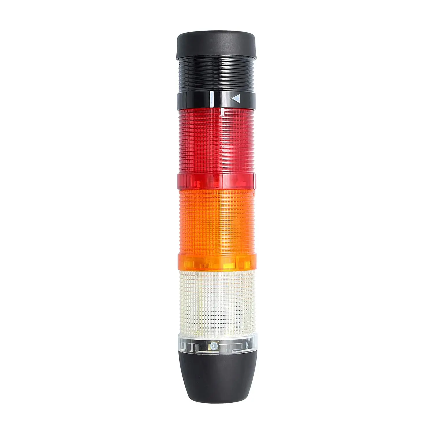 Produktfoto 1 von 127358 STEX24 Signalsäule weiß-gelb-rot, 50mm, 24V AC/DC, LED-Blinklicht mit Summer, SS50-B3/24 118 Lautstärke 90 db