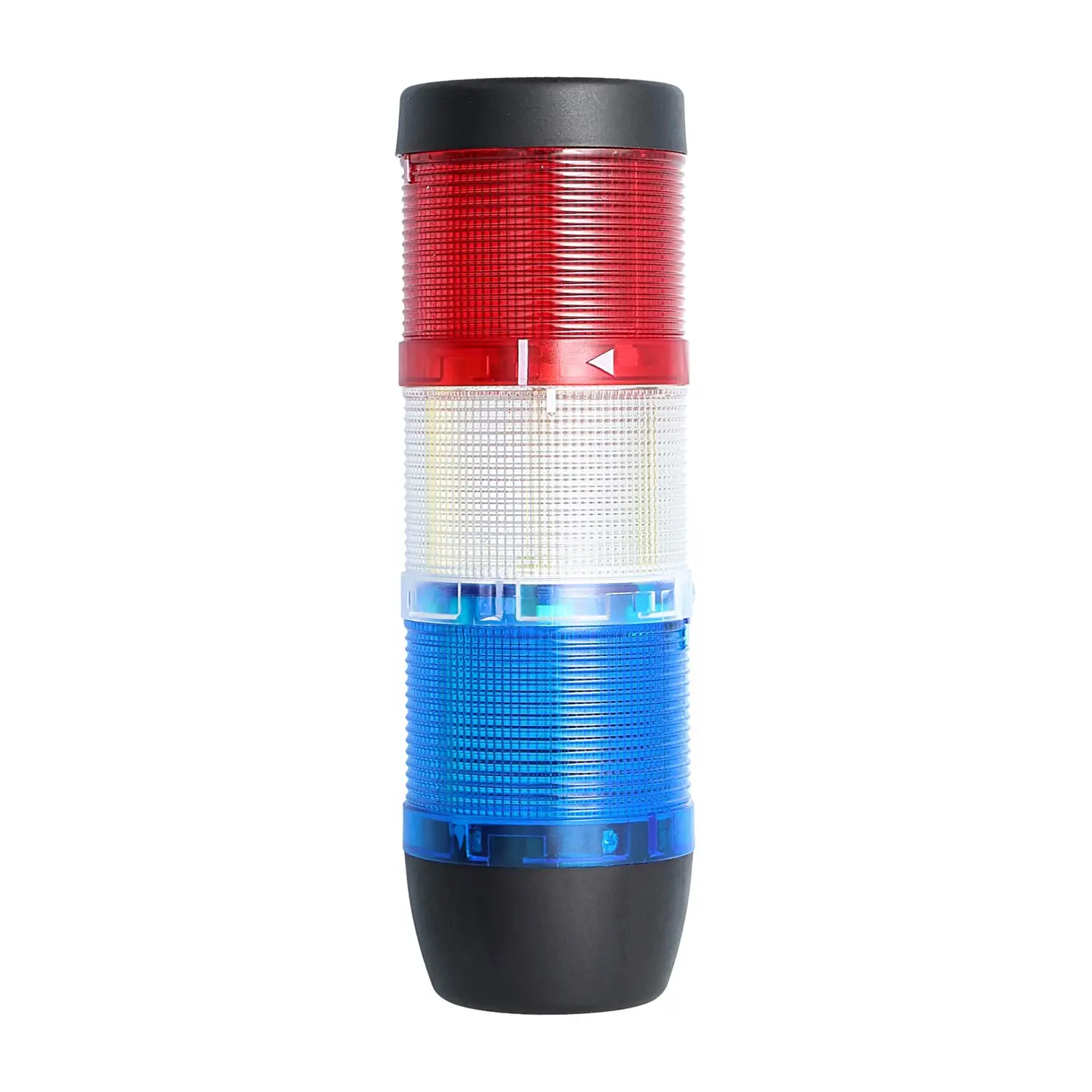 Produktfoto 1 von 127401 STEX24 Signalsäule blau-weiß-rot, 70mm, 24V AC/DC, LED-Dauerlicht SS70-OB3/24 101 MaßeLänge216,0mm, Durchmesser 70,0mm