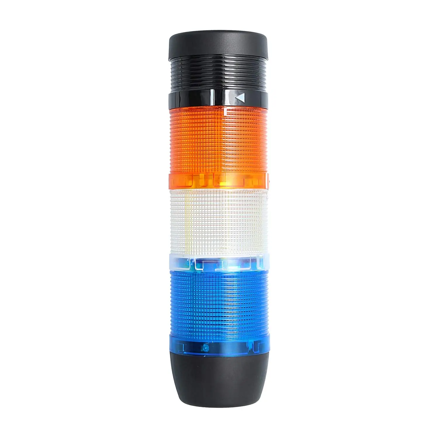 Produktfoto 1 von 127474 STEX24 Signalsäule blau-weiß-gelb, 70mm, 24V AC/DC, LED-Blinklicht mit Summer, SS70-B3/24 115 Lautstärke 90 db