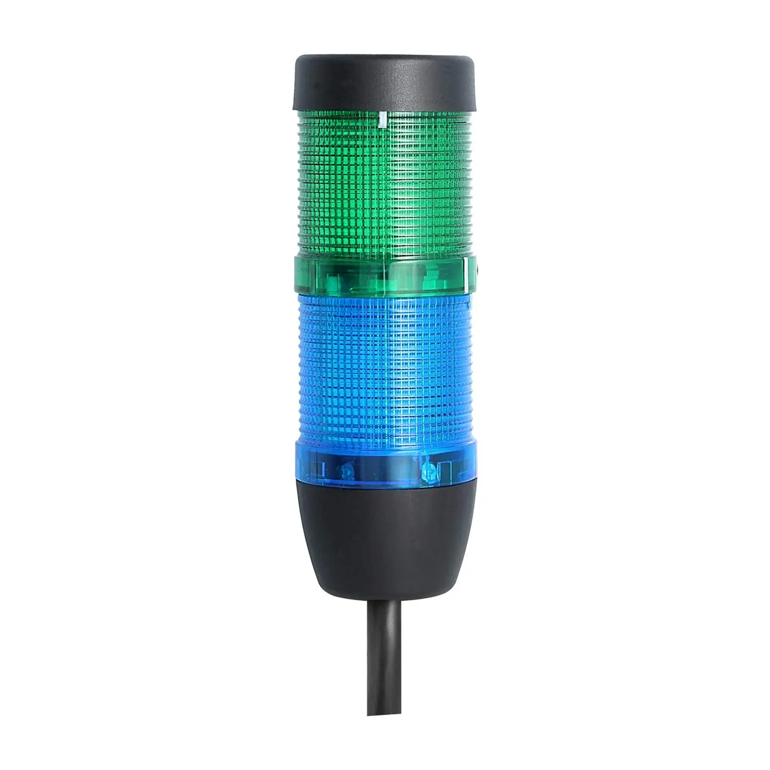 Produktfoto 1 von 127782 STEX24 Signalsäule blau-grün, 50mm, 24V AC/DC, LED-Dauerlicht Kabel 0,6 Meter, SS50-OB2/24 123 Anschlusstechnik: Anschlusskabel