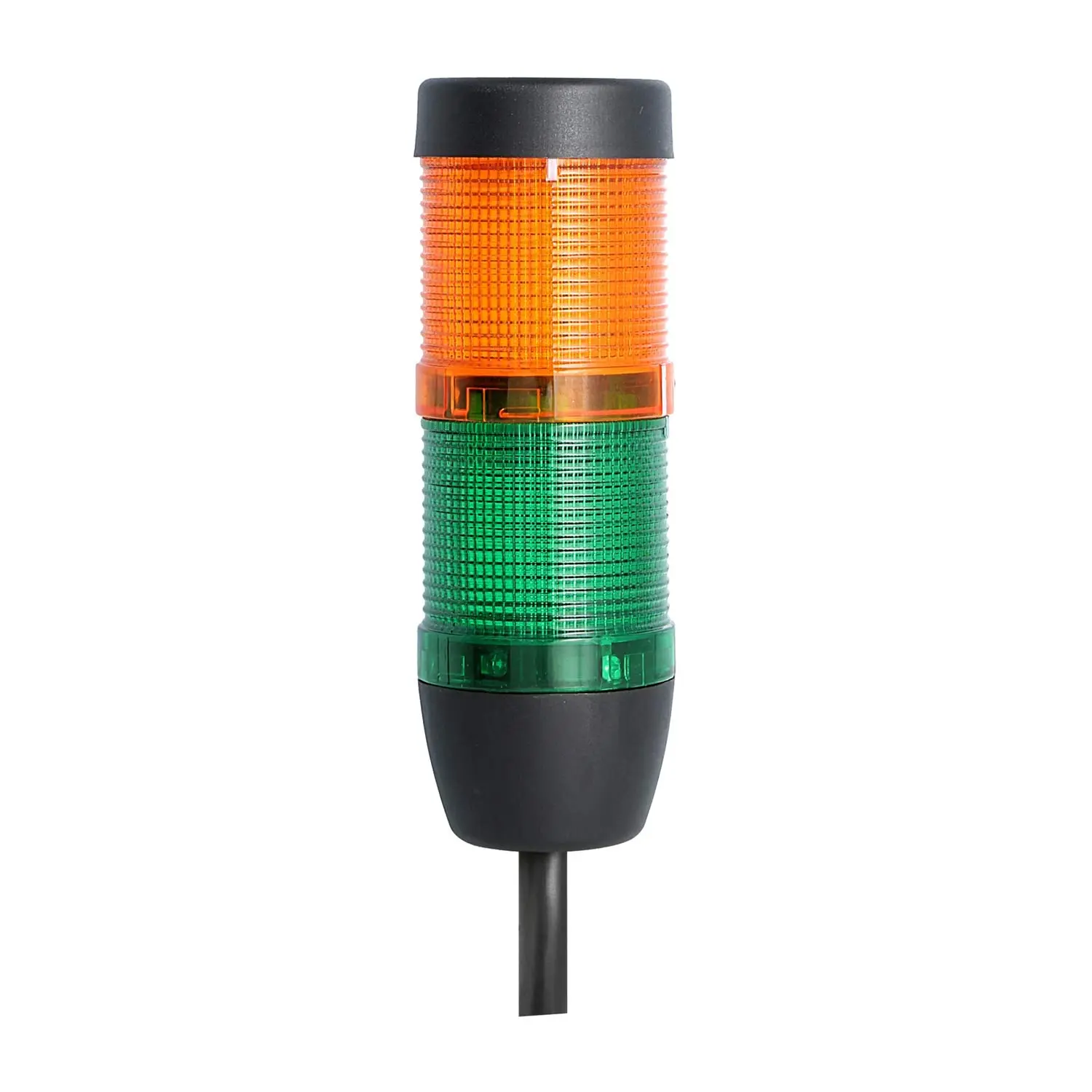 Produktfoto 1 von 127797 STEX24 Signalsäule grün-gelb, 50mm, 24V AC/DC, LED-Blinklicht Kabel 0,6 Meter, SS50-OB2/24 138 Anschlusstechnik: Anschlusskabel