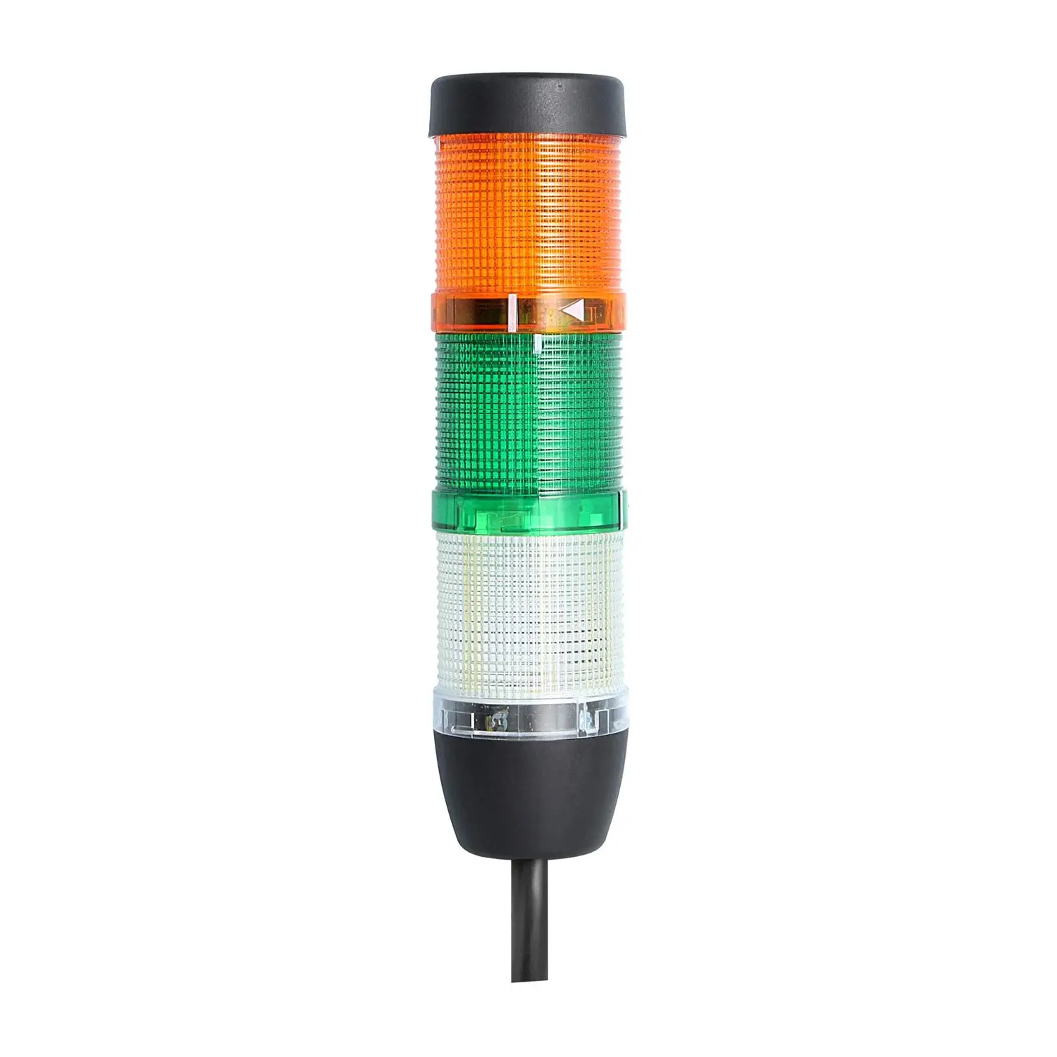 Produktfoto 1 von 127806 STEX24 Signalsäule weiß-grün-gelb, 50mm, 24V AC/DC, LED-Dauerlicht Kabel 0,6 Meter, SS50-OB3/24 127 Anschlusstechnik: Anschlusskabel