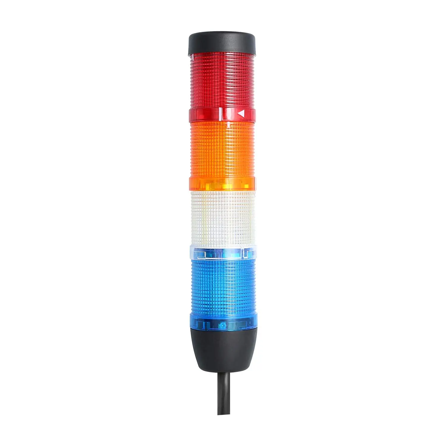 Produktfoto 1 von 127822 STEX24 Signalsäule blau-weiß-gelb-rot, 50mm, 24V AC/DC, LED-Dauerlicht Kabel 0,6 Meter, SS50-OB4/24 113 Anschlusstechnik: Anschlusskabel