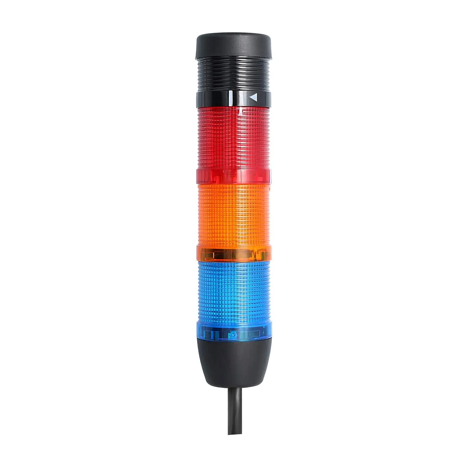 Produktfoto 1 von 127867 STEX24 Signalsäule blau-gelb-rot, 50mm, 24V AC/DC, LED-Dauerlicht mit Summer, Kabel 0,6 Meter, SS50-B3/24 126 Lautstärke 90 db