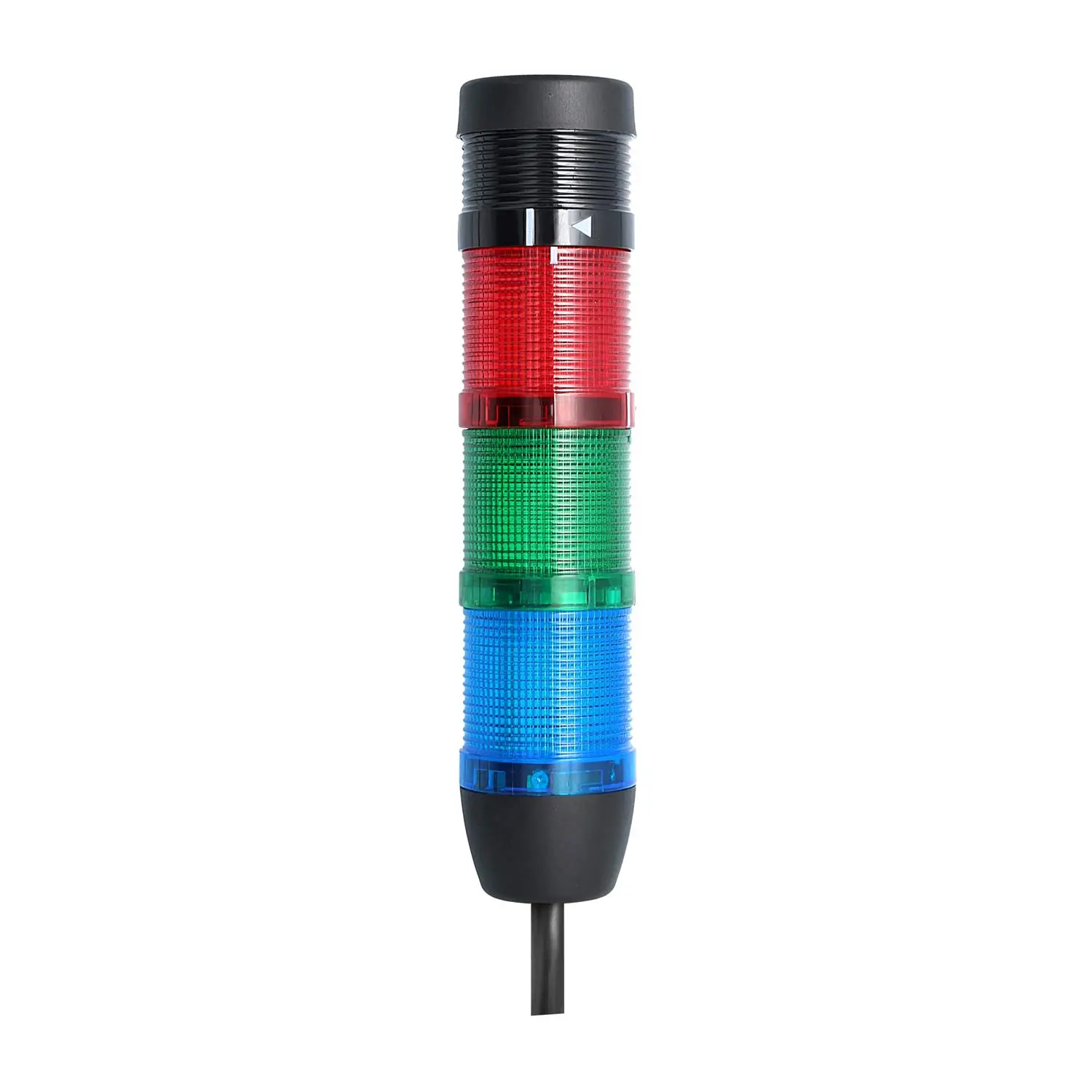 Produktfoto 1 von 127876 STEX24 Signalsäule blau-grün-rot, 50mm, 24V AC/DC, LED-Blinklicht mit Summer, Kabel 0,6 Meter, SS50-B3/24 135 Lautstärke 90 db