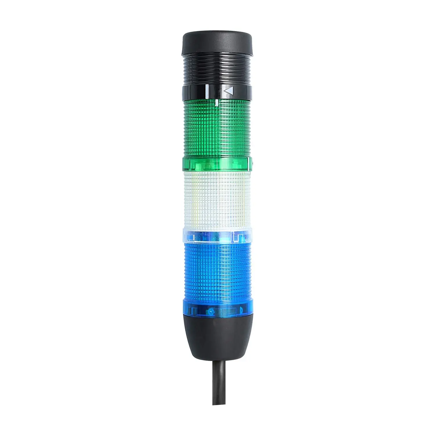 Produktfoto 1 von 127872 STEX24 Signalsäule blau-weiß-grün, 50mm, 24V AC/DC, LED-Blinklicht mit Summer, Kabel 0,6 Meter, SS50-B3/24 131 Lautstärke 90 db
