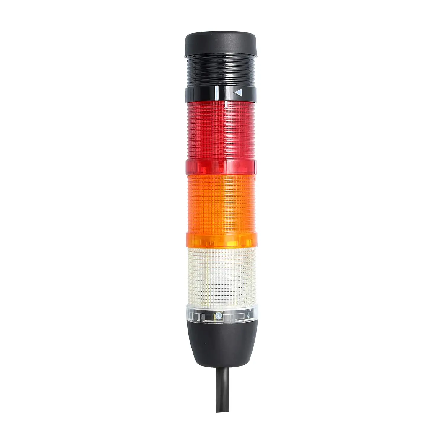 Produktfoto 1 von 127880 STEX24 Signalsäule weiß-gelb-rot, 50mm, 24V AC/DC, LED-Blinklicht mit Summer, Kabel 0,6 Meter, SS50-B3/24 139 Lautstärke 90 db