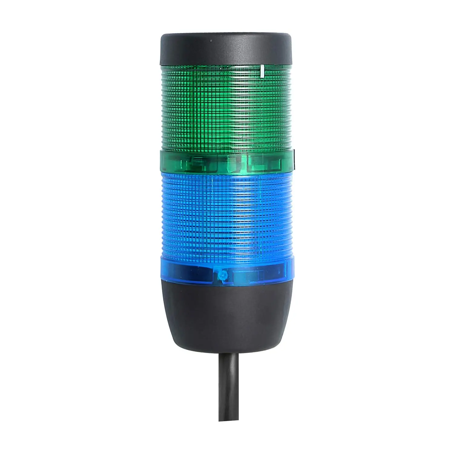 Produktfoto 1 von 127905 STEX24 Signalsäule blau-grün, 70mm, 24V AC/DC, LED-Dauerlicht Kabel 0,6 Meter, SS70-OB2/24 123 Anschlusstechnik: Anschlusskabel