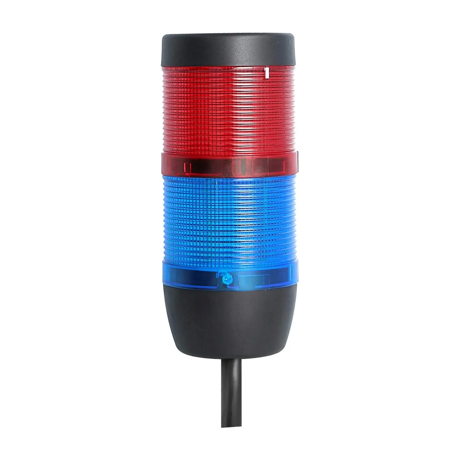 Produktfoto 1 von 127903 STEX24 Signalsäule blau-rot, 70mm, 24V AC/DC, LED-Dauerlicht Kabel 0,6 Meter, SS70-OB2/24 121 Anschlusstechnik: Anschlusskabel