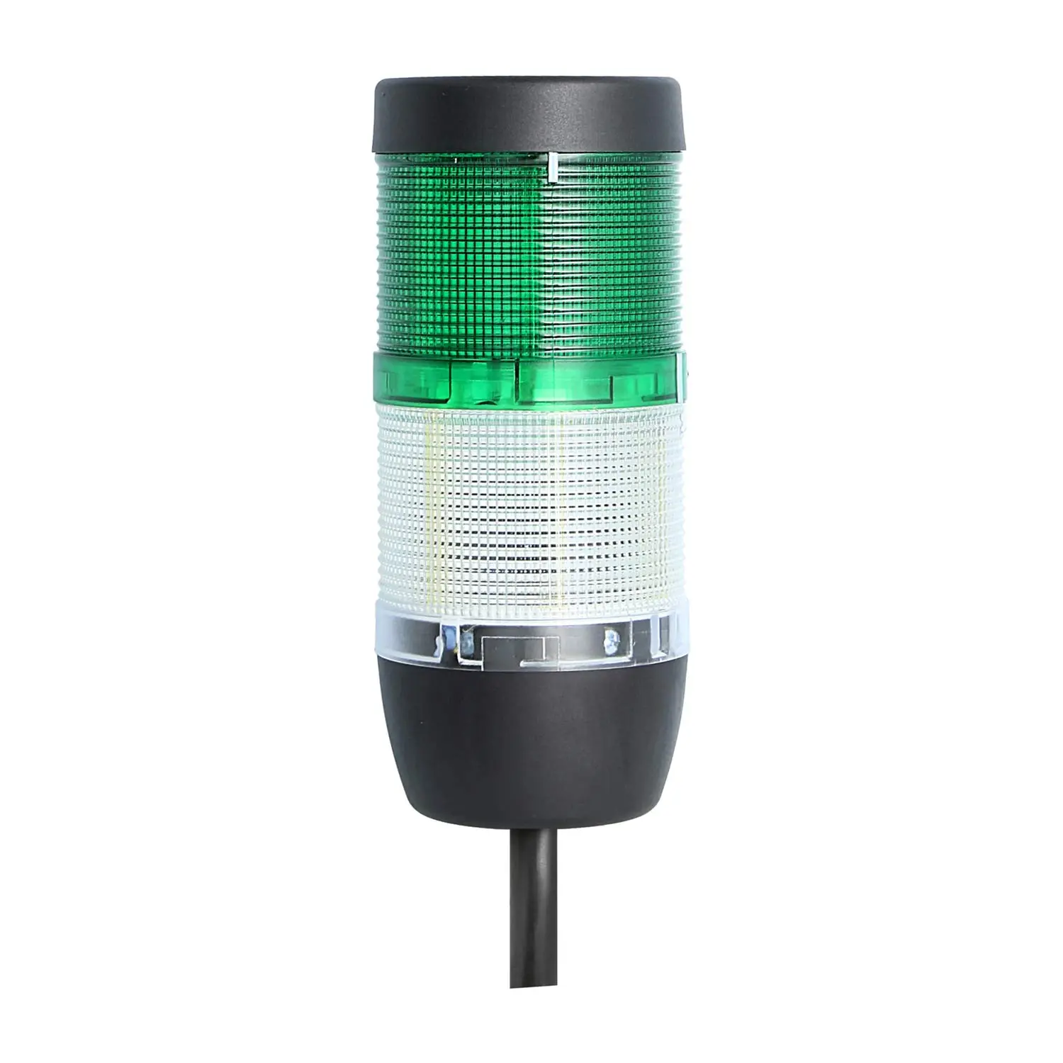 Produktfoto 1 von 127917 STEX24 Signalsäule weiß-grün, 70mm, 24V AC/DC, LED-Blinklicht Kabel 0,6 Meter, SS70-OB2/24 135 Anschlusstechnik: Anschlusskabel