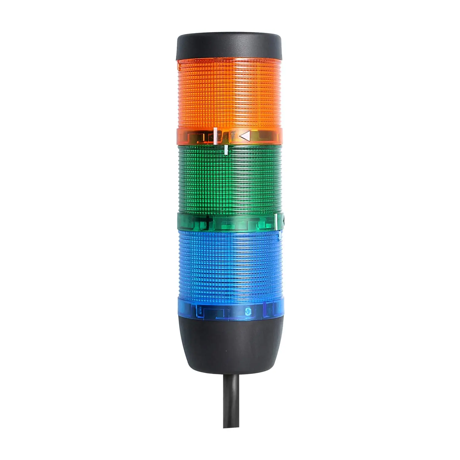 127936 STEX24 Signalsäule blau-grün-gelb, 70mm, 24V AC/DC, LED-Blinklicht Kabel 0,6 Meter, SS70-OB3/24 134 Anschlusstechnik: Anschlusskabel