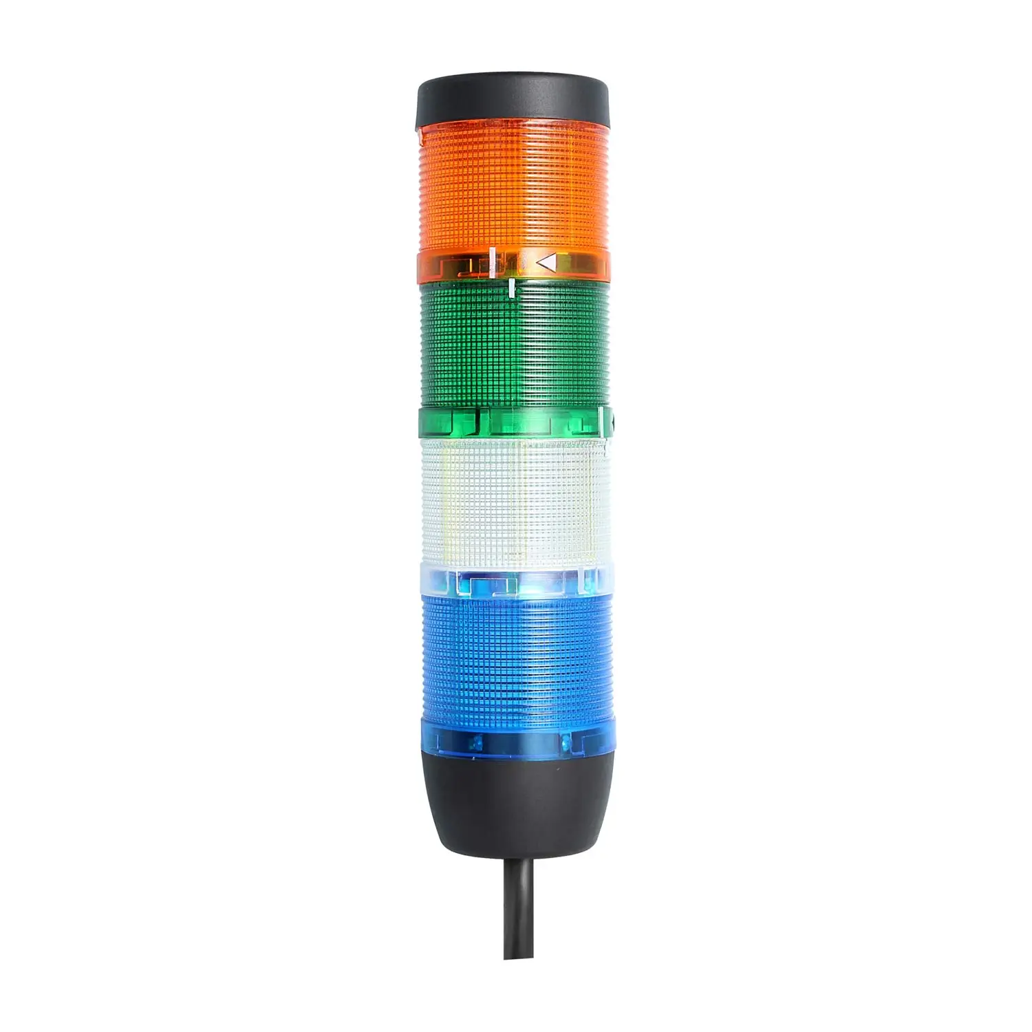 Produktfoto 1 von 127944 STEX24 Signalsäule blau-weiß-grün-gelb, 70mm, 24V AC/DC, LED-Dauerlicht Kabel 0,6 Meter, SS70-OB4/24 112 Anschlusstechnik: Anschlusskabel