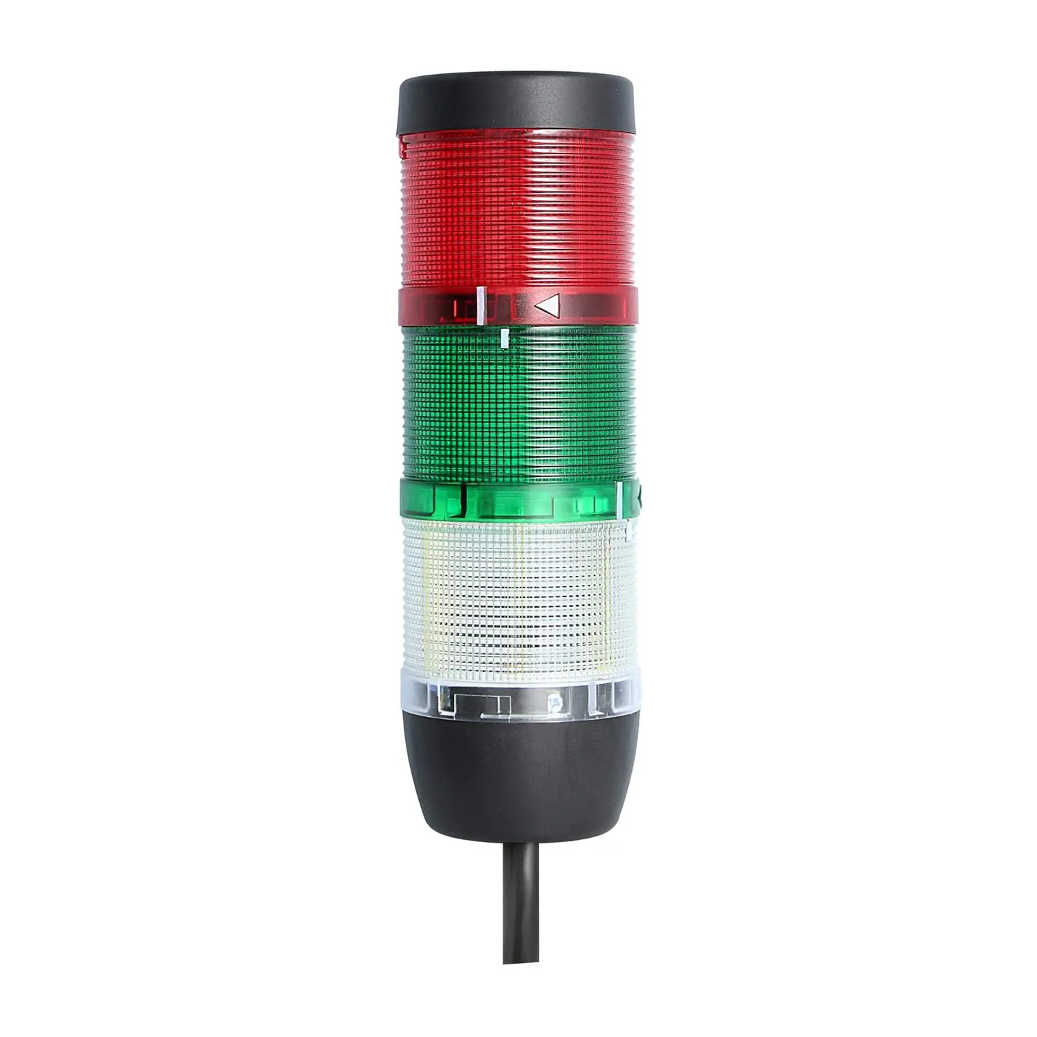 Produktfoto 1 von 127940 STEX24 Signalsäule weiß-grün-rot, 70mm, 24V AC/DC, LED-Blinklicht Kabel 0,6 Meter, SS70-OB3/24 138 Anschlusstechnik: Anschlusskabel