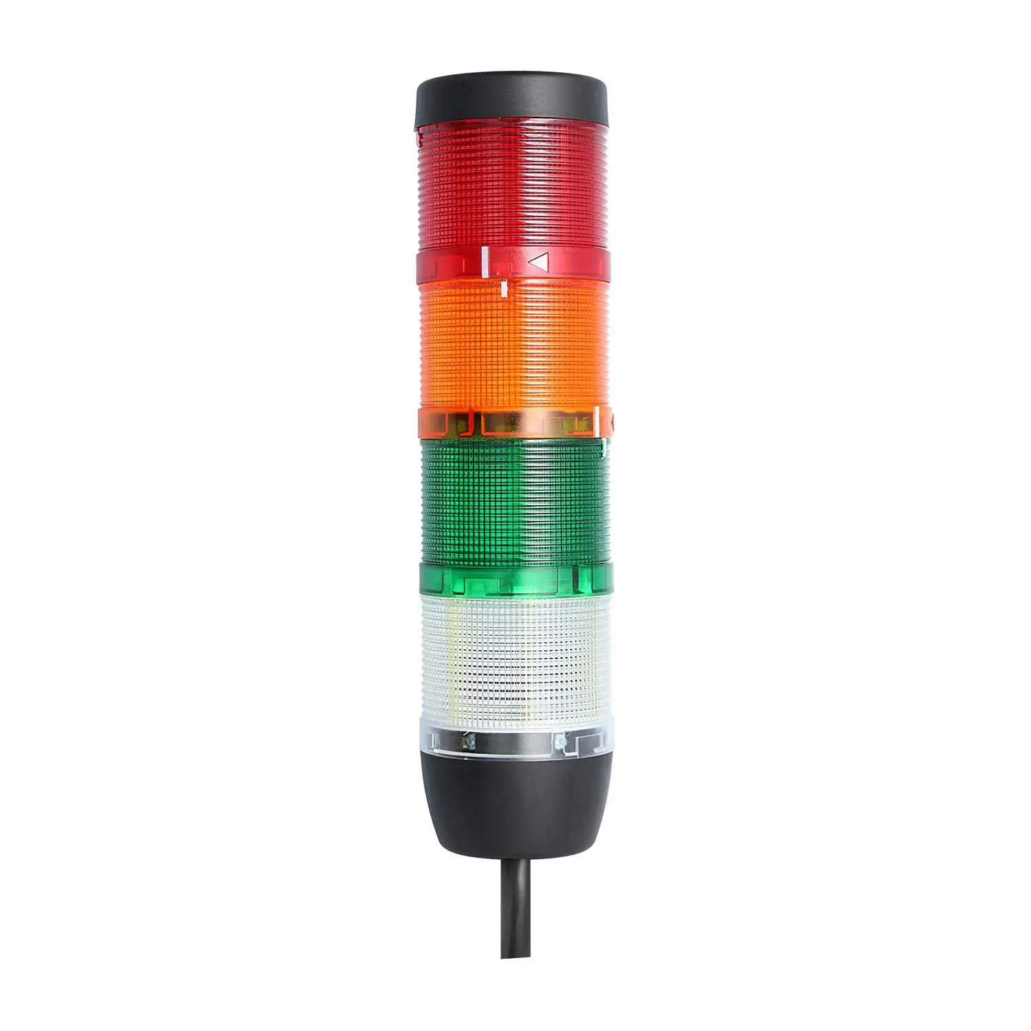 Produktfoto 1 von 127952 STEX24 Signalsäule weiß-grün-gelb-rot, 70mm, 24V AC/DC, LED-Blinklicht Kabel 0,6 Meter, SS70-OB4/24 120 Anschlusstechnik: Anschlusskabel