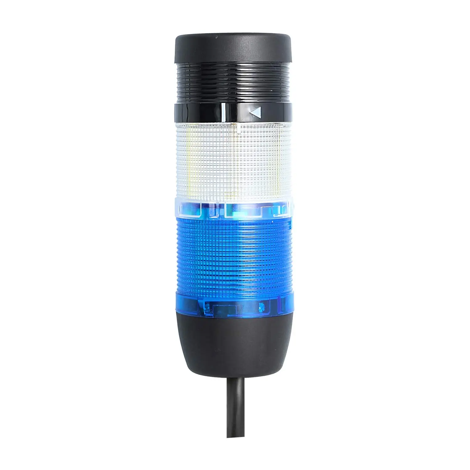 Produktfoto 1 von 127975 STEX24 Signalsäule blau-weiß, 70mm, 24V AC/DC, LED-Blinklicht mit Summer, Kabel 0,6 Meter, SS70-B2/24 131 Lautstärke 90 db