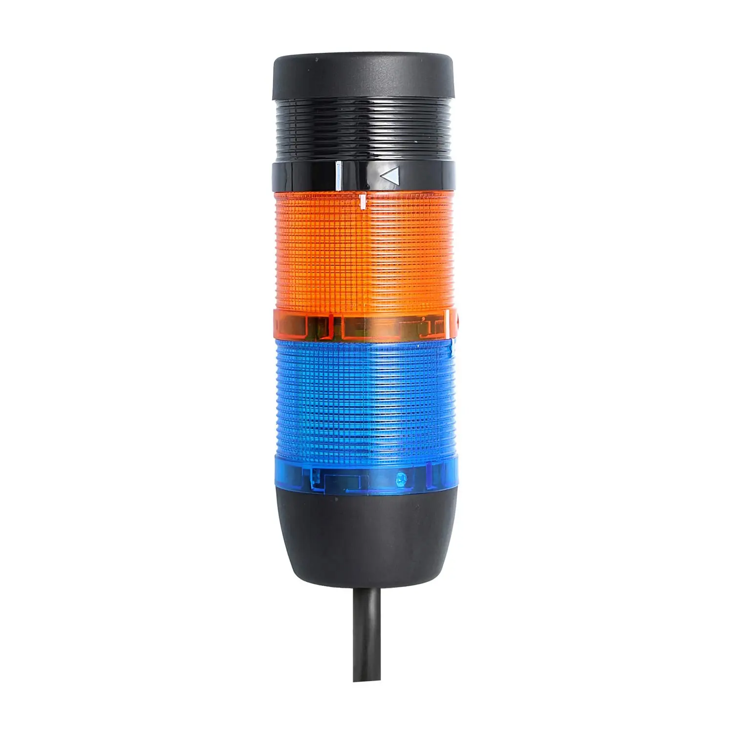 Produktfoto 1 von 127977 STEX24 Signalsäule blau-gelb, 70mm, 24V AC/DC, LED-Blinklicht mit Summer, Kabel 0,6 Meter, SS70-B2/24 133 Lautstärke 90 db