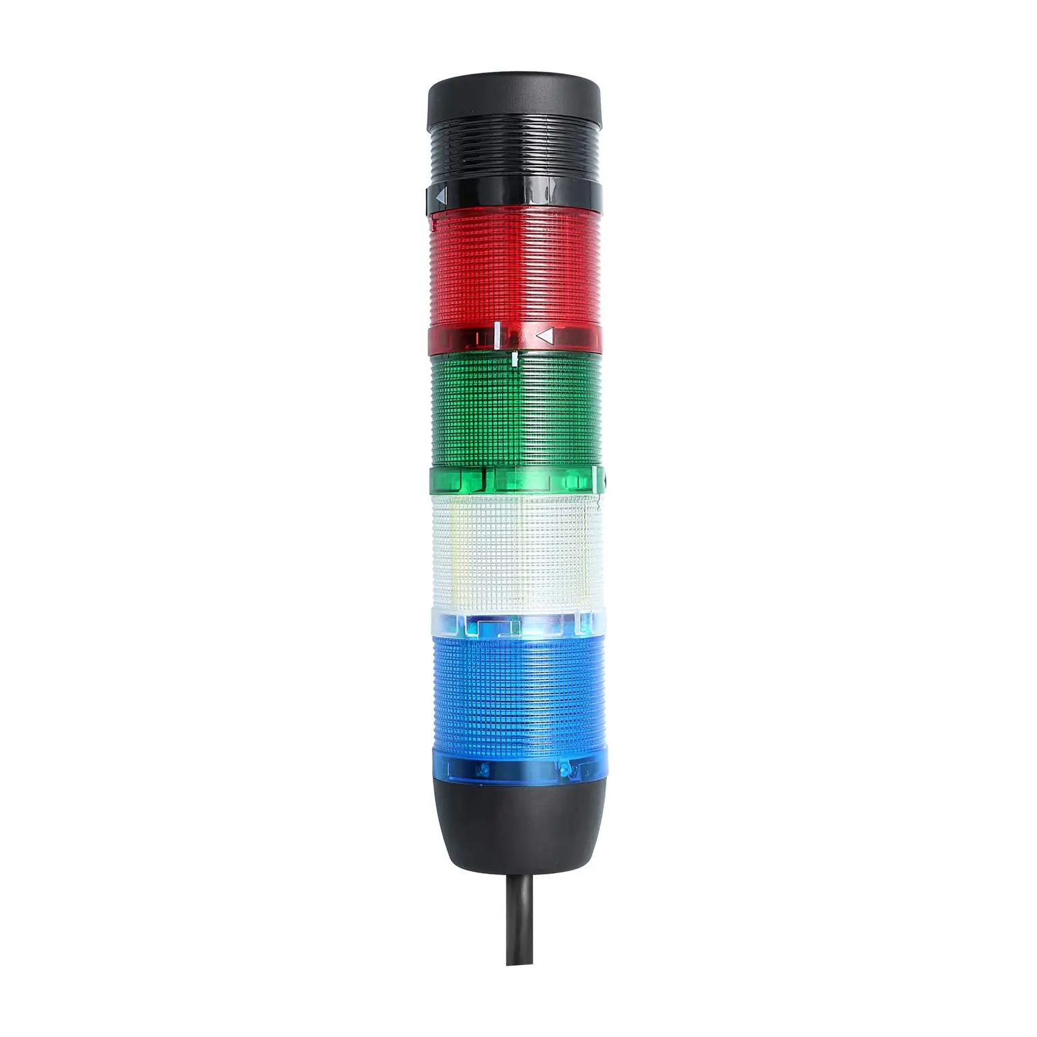 128011 STEX24 Signalsäule blau-weiß-grün-rot, 70mm, 24V AC/DC, LED-Blinklicht mit Summer, Kabel 0,6 Meter, SS70-B4/24 117 Lautstärke 90 db