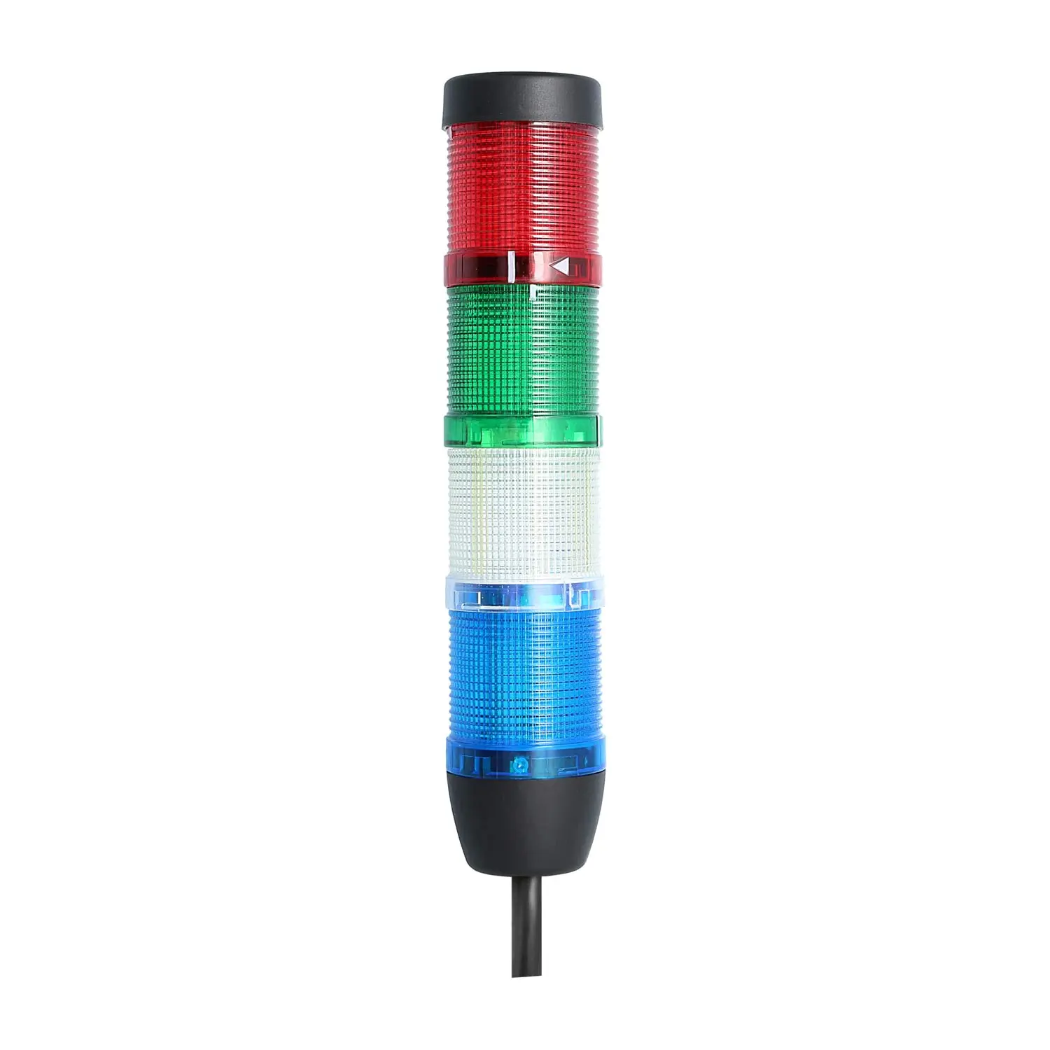 Produktfoto 1 von 128066 STEX24 Signalsäule blau-weiß-grün-rot, 50mm, 24V AC/DC, LED-Dauerlicht Kabel 2,5 Meter, SS50-OB4/24 121 Anschlusstechnik: Anschlusskabel