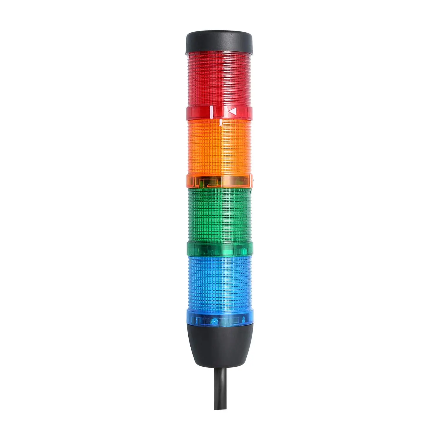 Produktfoto 1 von 128074 STEX24 Signalsäule blau-grün-gelb-rot, 50mm, 24V AC/DC, LED-Blinklicht Kabel 2,5 Meter, SS50-OB4/24 129 Anschlusstechnik: Anschlusskabel