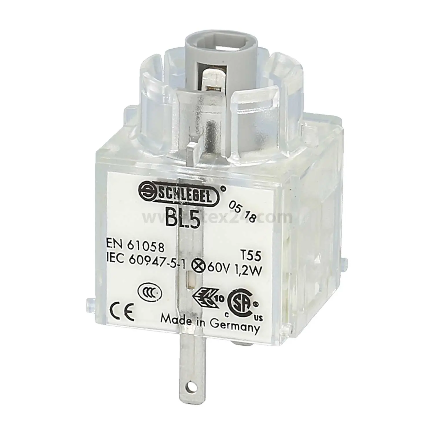 Produktfoto 1 von BL5 Georg Schlegel Lampenfassung T5,5k Baureihe Kontaktgeber BT, BF, beleuchtbar Flachstecker 2,8mm x 0,8mm