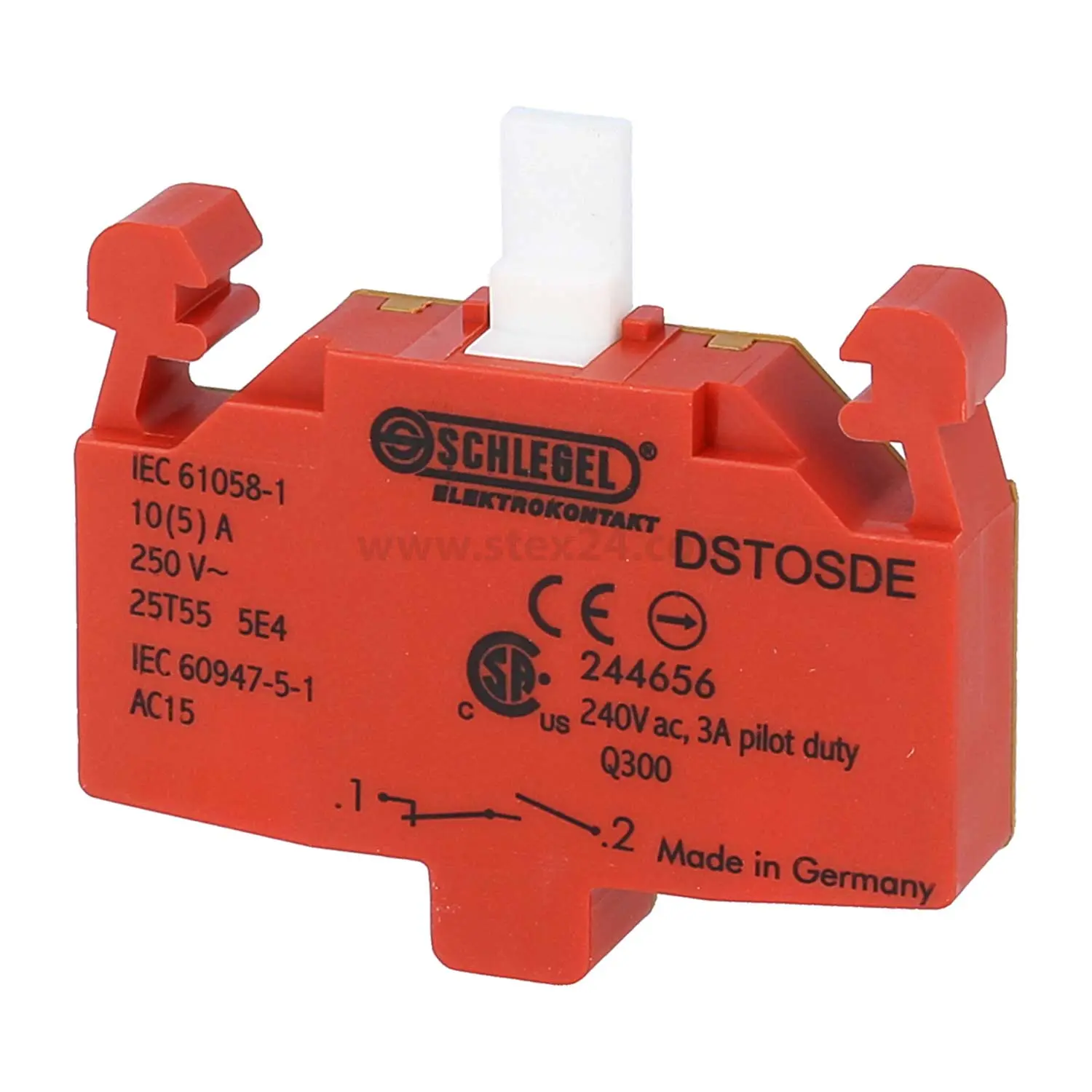 Produktfoto 1 von DSTOSDE Georg Schlegel Tastkontaktgeber Not-Halt selbstüberwachend, 1Ö + 1S Kontaktgeber DS, einteilig Schraublose Federklemmtechnik, Querschnitt 0,75mm² - 2,5mm²