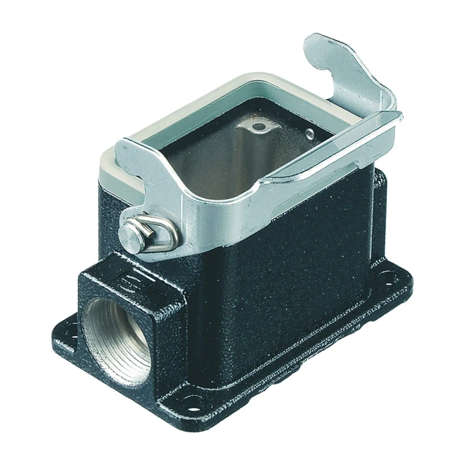 Produktfoto 1 von 19370100291 Harting Han 10B M Sockelgehäuse hoch, 1xM25 seitlicher Kabelabgang, mit 1 Längsbügel