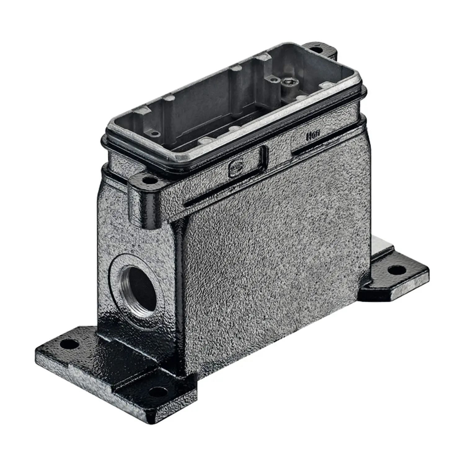 Produktfoto 1 von 19400161261 Harting Han 16HPR Sockelgehäuse, 1xM25 seitlicher Kabelabgang, Schraubverriegelung