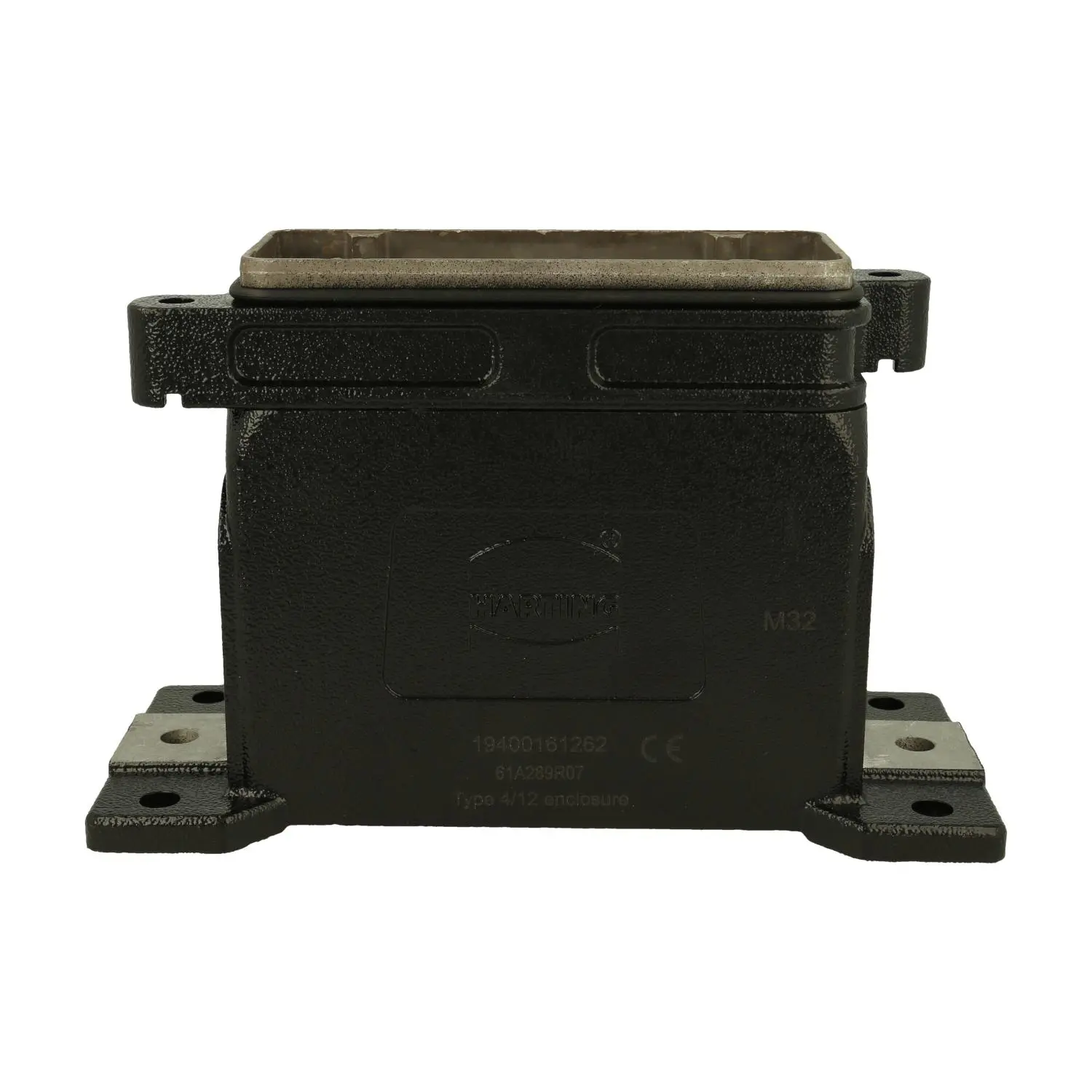 Produktfoto 1 von 19400161262 Harting Han 16HPR Sockelgehäuse, 1xM32 seitlicher Kabelabgang, Schraubverriegelung