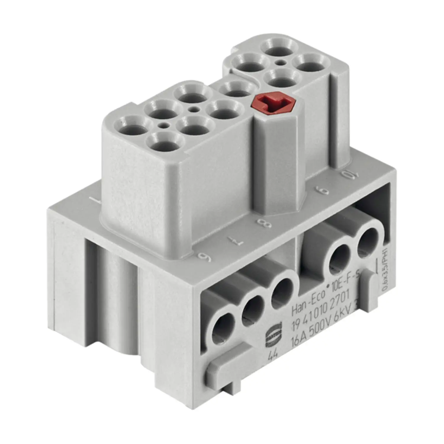 Produktfoto 1 von 19410102701 HARTING Han-Eco Mod.10E Buchseneinsatz (F) Schraubanschluss, 10-polig+PE 500V, 16A