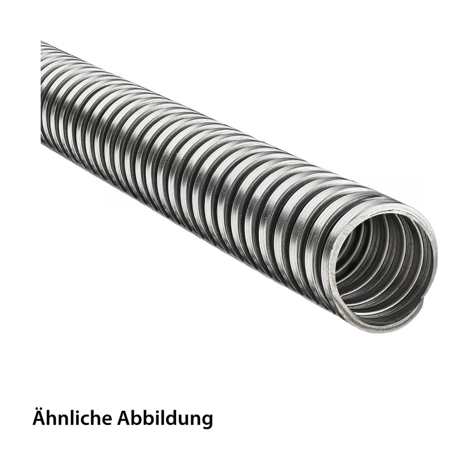 Produktfoto 1 von 11010801018 FLEXA SPR-VA Metallschutzschlauch eingehaktes Profil VA blank - AD 21,0mm, ID 18,0mm eingehaktes Profil, Mindestbiegeradius bewegt 100,0mm