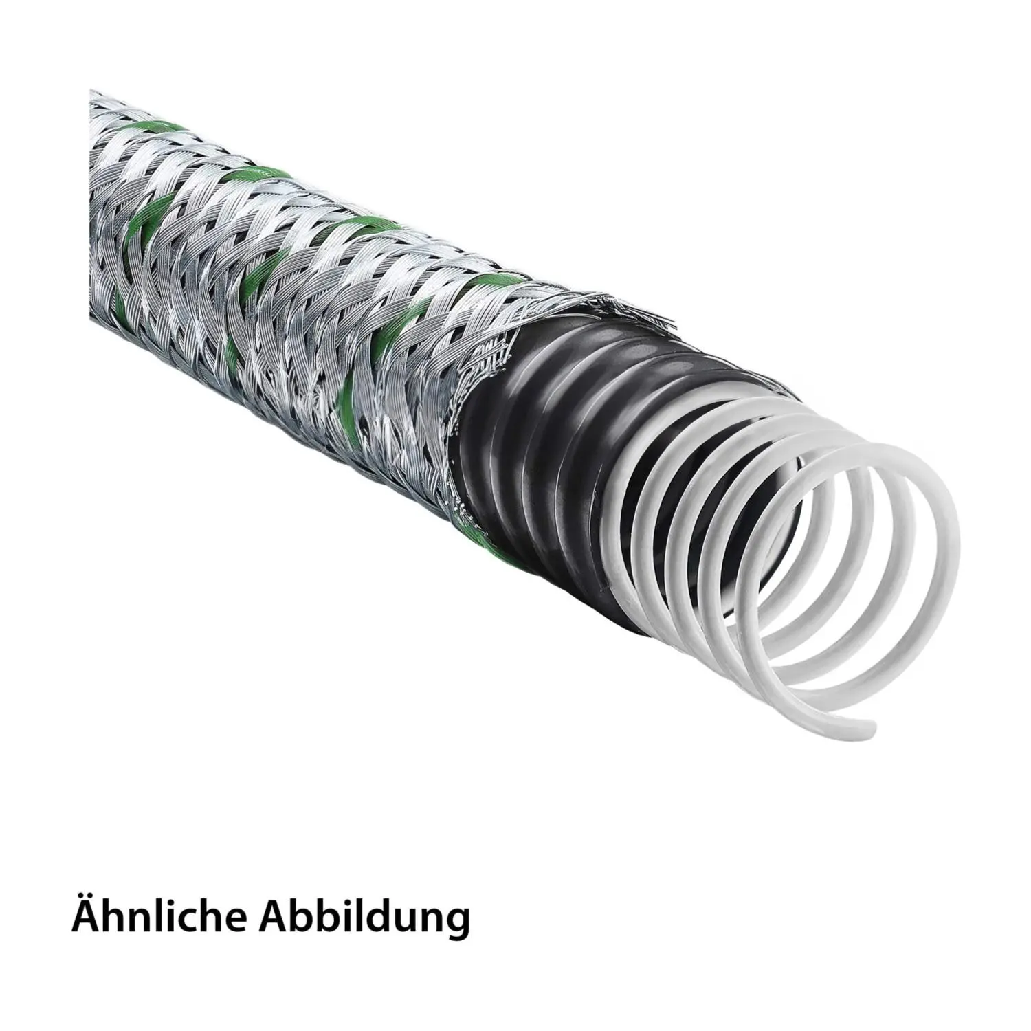 Produktfoto 1 von 14230101009 FLEXA AIRflex-KUW-EDU Spiralschutzschlauch PVC Mantel mit Stahldrahtgeflecht AD 14,0mm, ID 9,0mm Mindestbiegeradius bewegt 40,0mm
