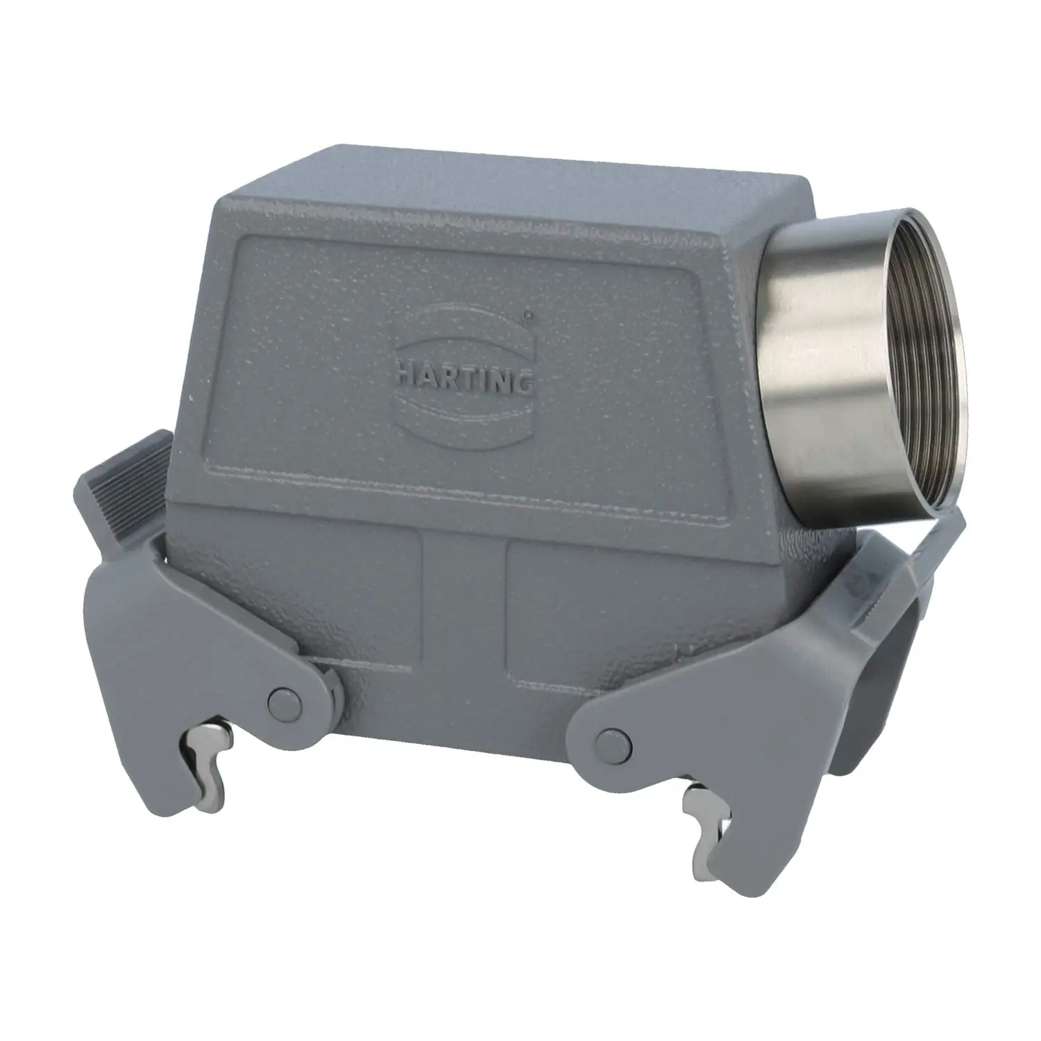 Produktfoto 1 von 05300160565-2 HARTING Han 16B Tüllengehäuse hoch, 1xM40 seitlicher Kabelabgang, mit 2 Querbügeln Verschraubung M40 Klemmbereich 19,0mm - 28,0mm