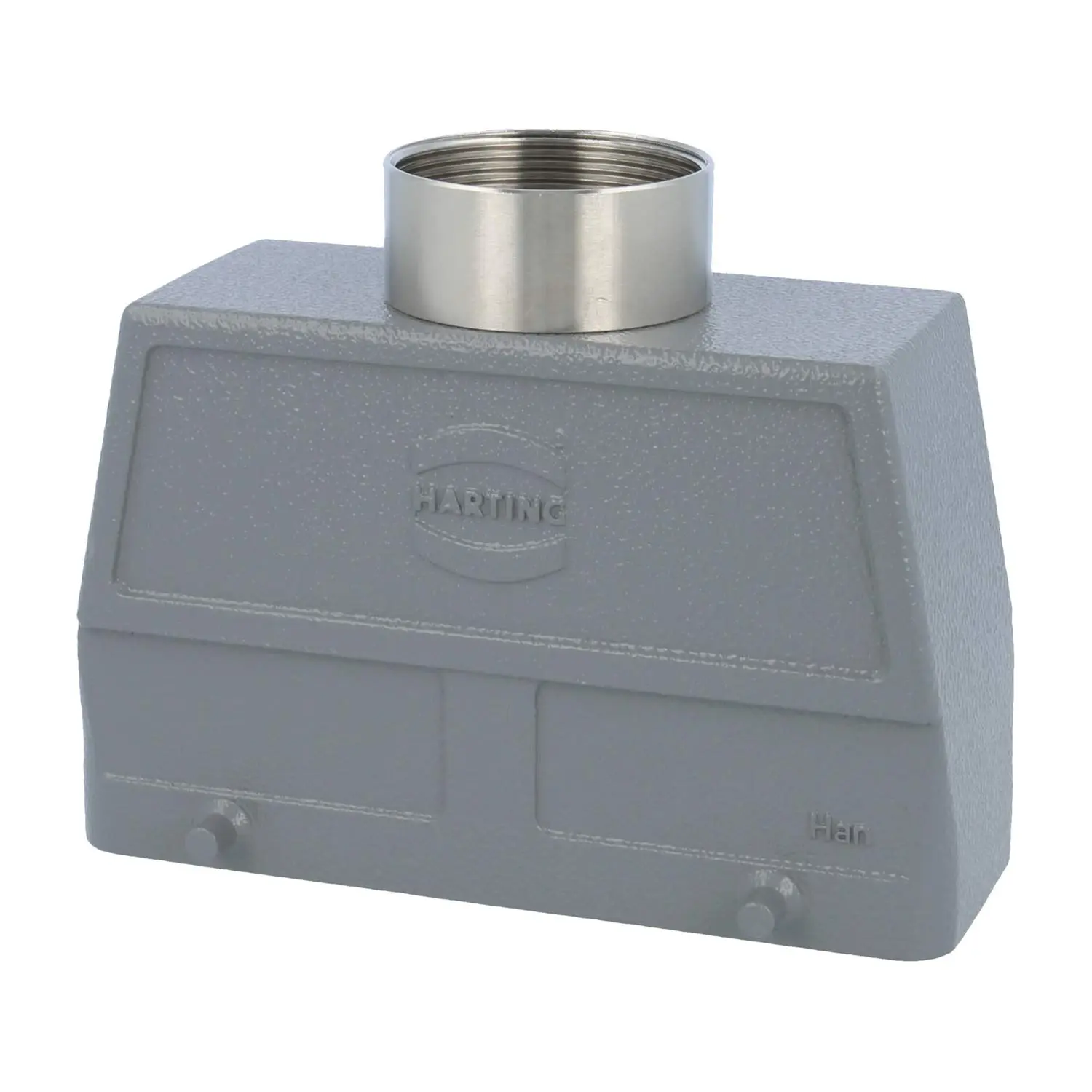 Produktfoto 1 von 05300240473-2 HARTING Han 24B Tüllengehäuse hoch, 1xM40 gerader Kabelabgang, für 2 Bügel (am Unterteil) Verschraubung M40 Klemmbereich 19,0mm - 28,0mm