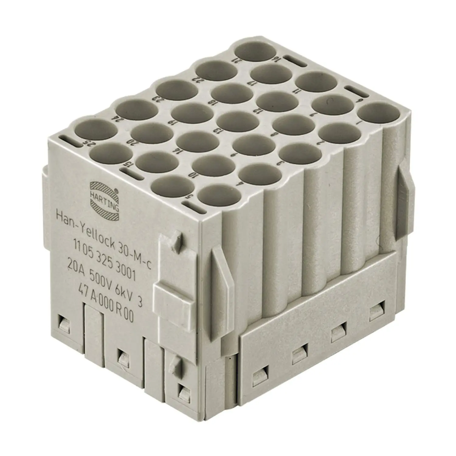 Produktfoto 1 von 11053253001 HARTING Yellock Monoblock Gr. 30 Stifteinsatz (M) Crimpanschluss, 25-polig 500V, 16A