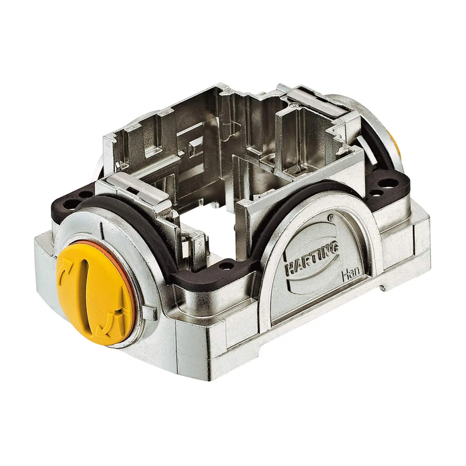 Produktfoto 1 von 11123000110 Harting Han-Yellock 30 Trägergehäuse Druckknopf mit Schlitz Druckknopfverriegelung
