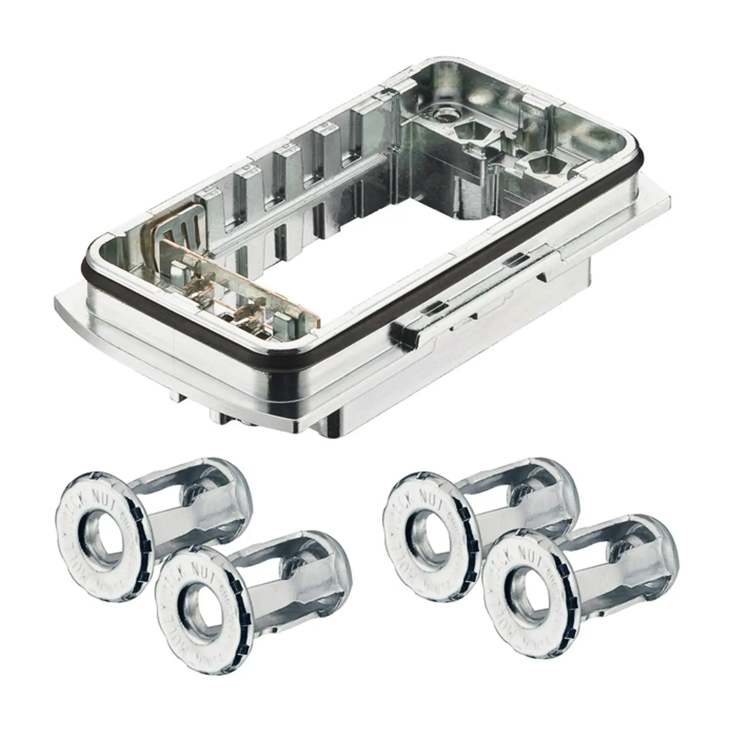 Produktfoto 1 von 11126000302 HARTING Han-Yellock 60 Anbaugehäuse incl. Wanddübel für Druckknopfverriegelung