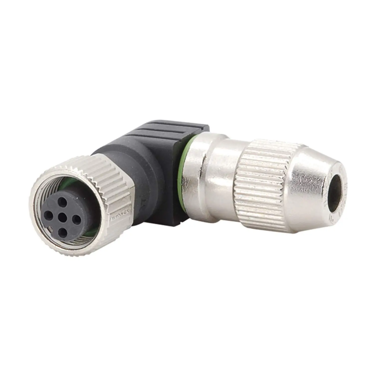 Produktfoto 1 von 21011405091 HARTING M12 Sensorsteckverbinder gewinkelt Buchse Schneidklemmanschluss (IDC-Kontakte), Polzahl 4-polig Kabelabgang seitlich, Klemmbereich 4,0mm - 5,1mm