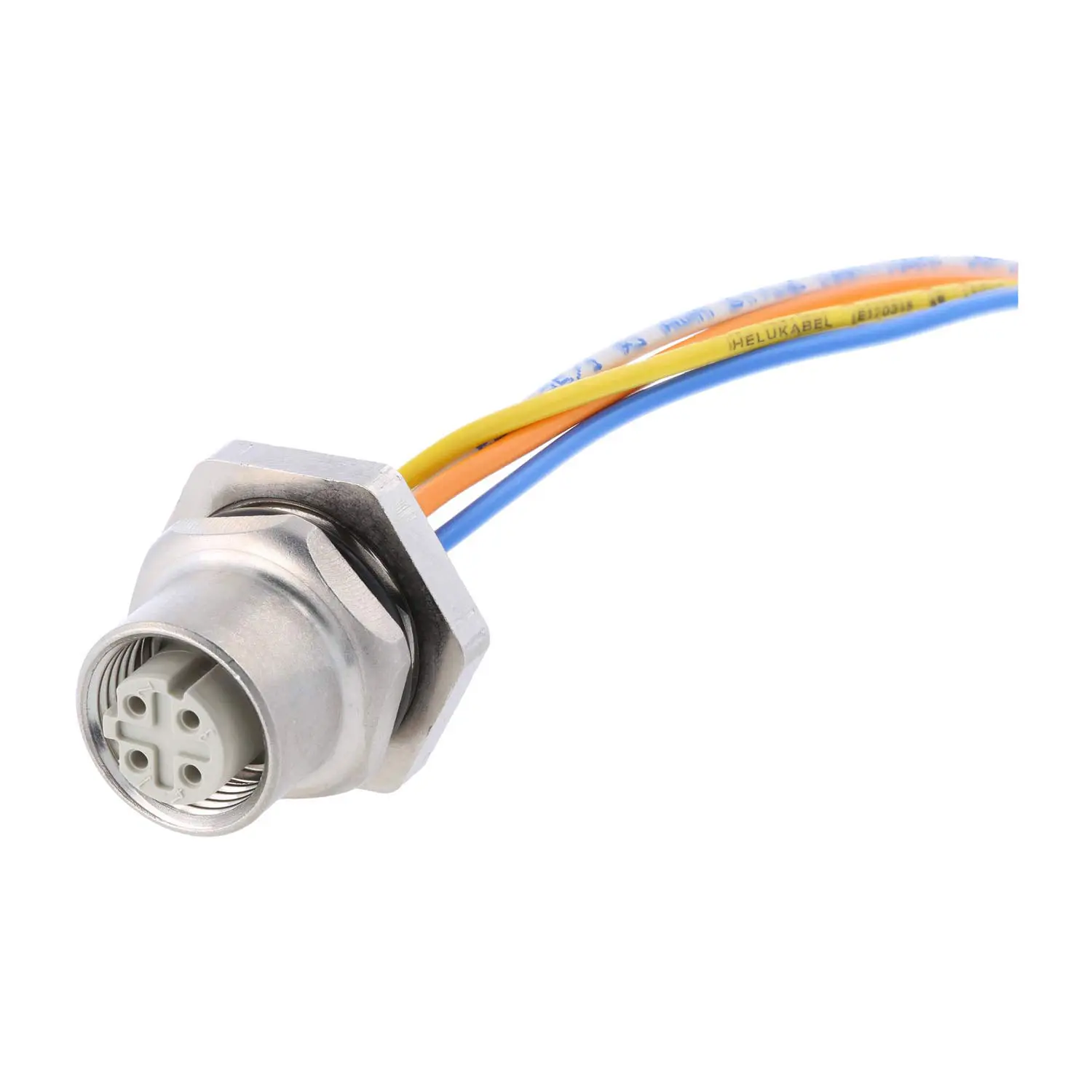 Produktfoto 1 von 21033712403 HARTING M12 Wanddurchführung D-Kodiert Buchse gerade, 4-polig 50V, 4A