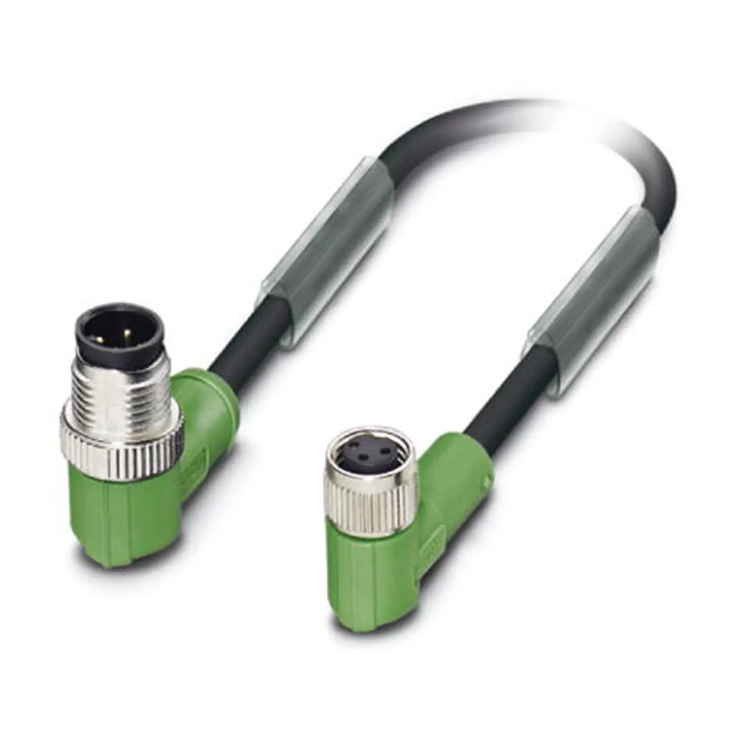 Produktfoto 1 von 1668917 Phoenix Contact M12/M8 Verbindungsleitung 1xStift/1xBuchse gewinkelt 3/3-pol. A-Kodierung, 48V, 4A, Aderanzahl 3, Länge 0,3 Meter Bauform Seite 1 1xM12 gewinkelt Stift