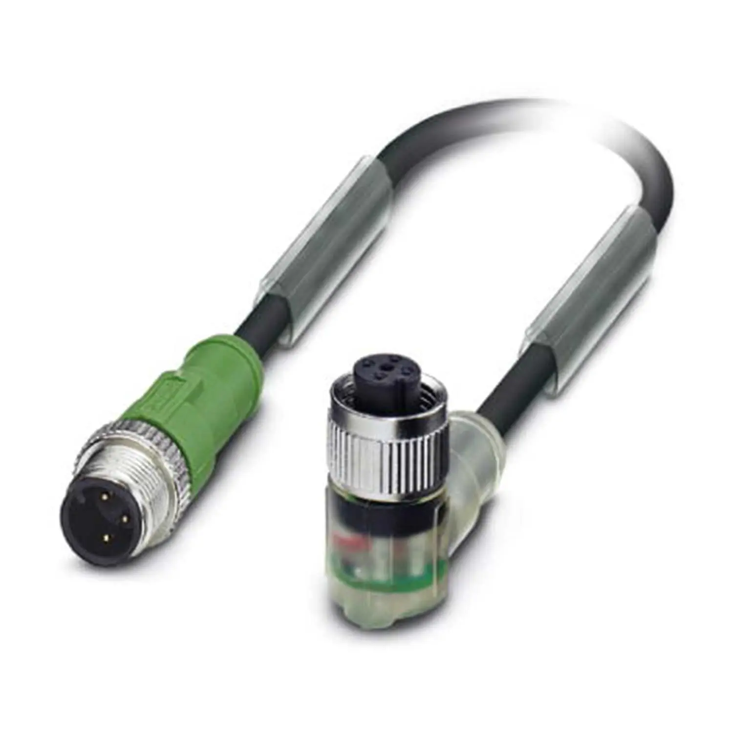 1415524 Phoenix Contact M12/M12 Verbindungsleitung mit LED 1xStift/1xBuchse gerade/gewink. 3/3-pol. A-Kodierung, 24V, 4A, Aderanzahl 3, Länge 3,0 Meter Bauform Seite 1 1xM12 gerade Stift