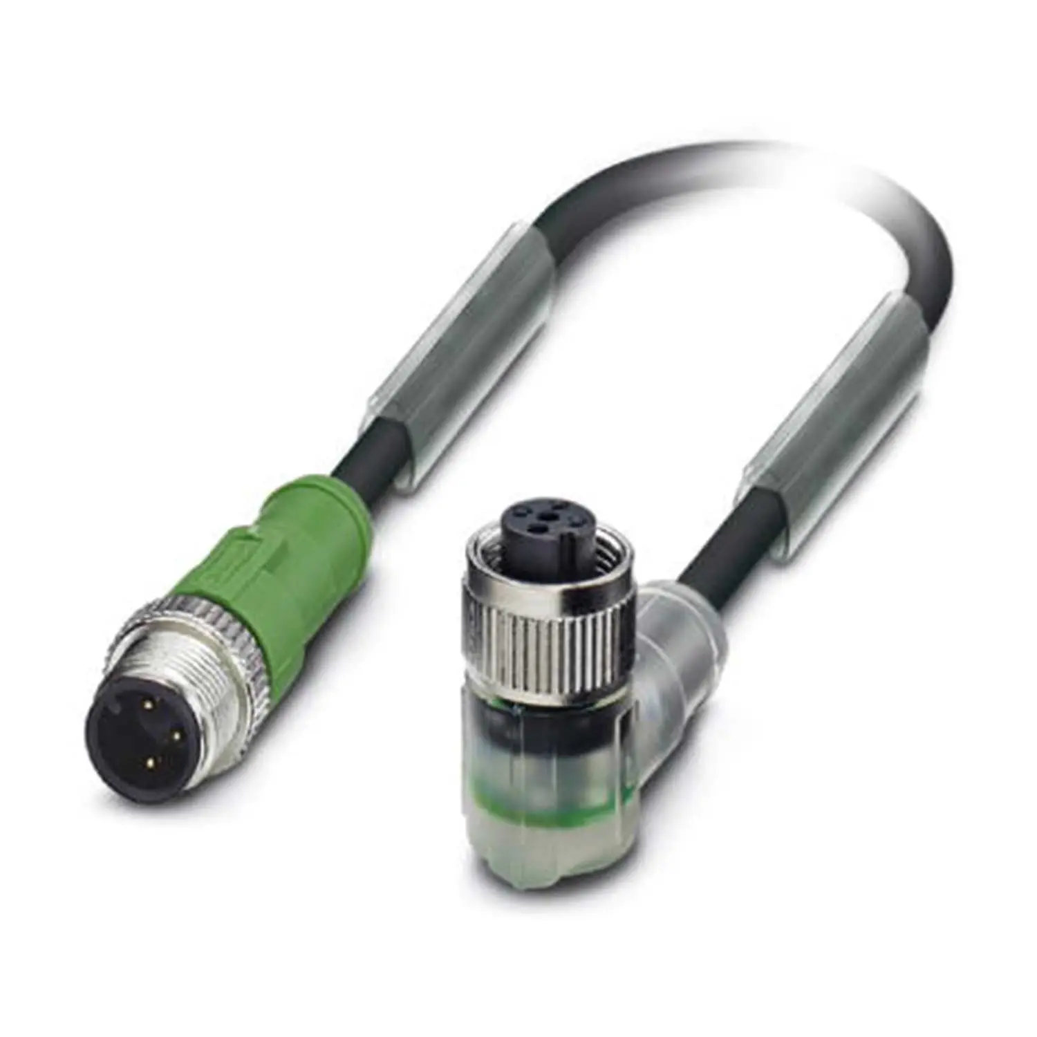 Produktfoto 1 von 1668467 Phoenix Contact M12/M12 Verbindungsleitung mit LED 1xStift/1xBuchse gerade/gewink. 3/4-pol. A-Kodierung, 24V, 4A, Aderanzahl 3, Länge 3,0 Meter Bauform Seite 1 1xM12 gerade Stift