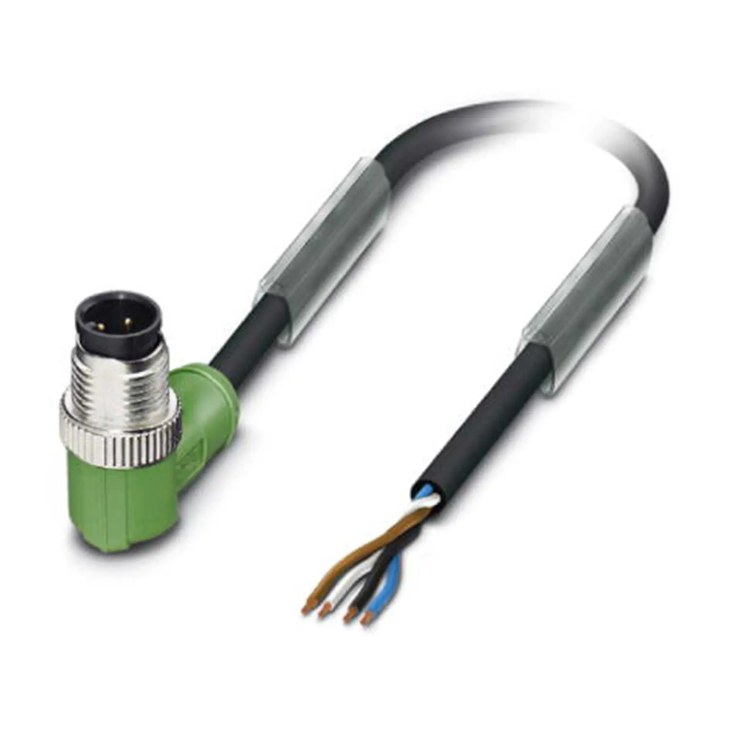 1415593 Phoenix Contact M12 Sensorleitung PVC 4-polig Stift gewinkelt A-Kodierung, Länge 5,0 Meter tiefschwarz RAL 9005, Kabel Außendurchmesser 4,7mm