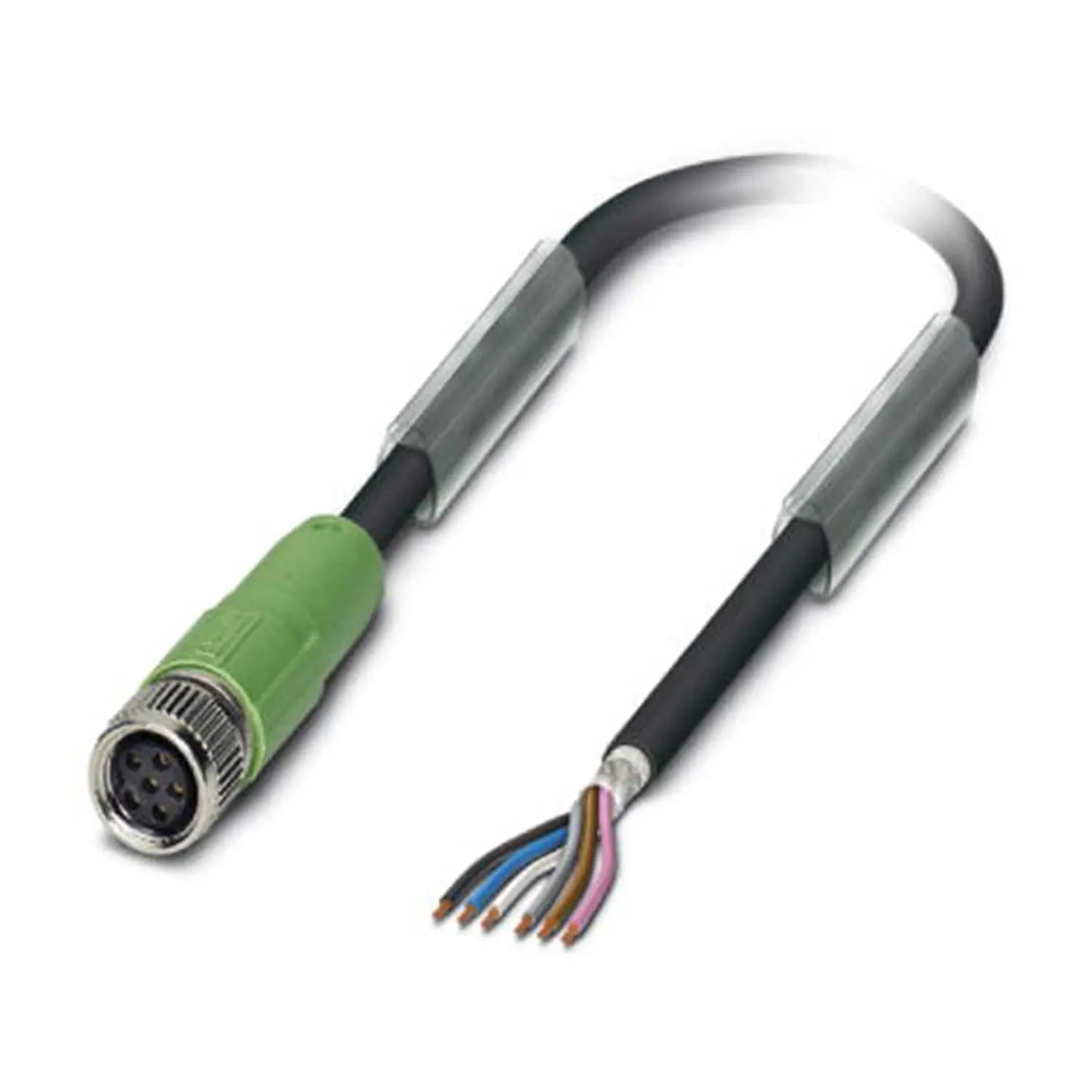 Produktfoto 1 von M8 Sensorleitung PUR 6-polig Buchse gerade geschirmt/schlepp. A-Kodierung, Länge 3,0 Meter schwarzgrau RAL 7021, Kabel Außendurchmesser 5,2mm